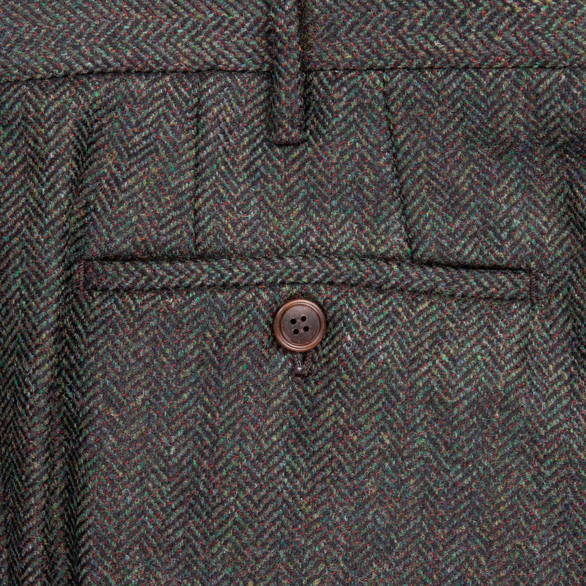 Rota Pantaloni High Rise Regular Fit Flannel Herringbone Verde Scuro