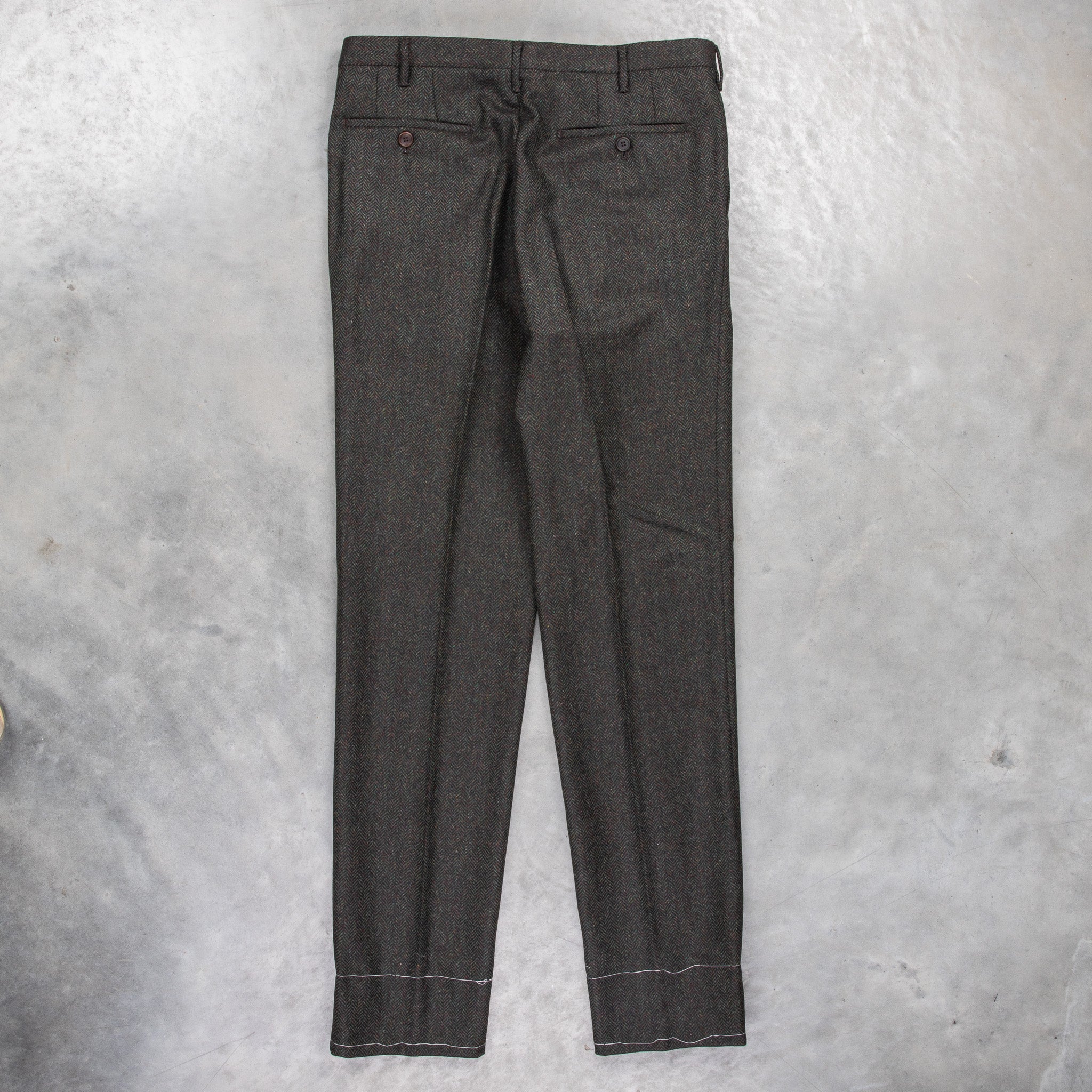 Rota Pantaloni High Rise Regular Fit Flannel Herringbone Verde Scuro