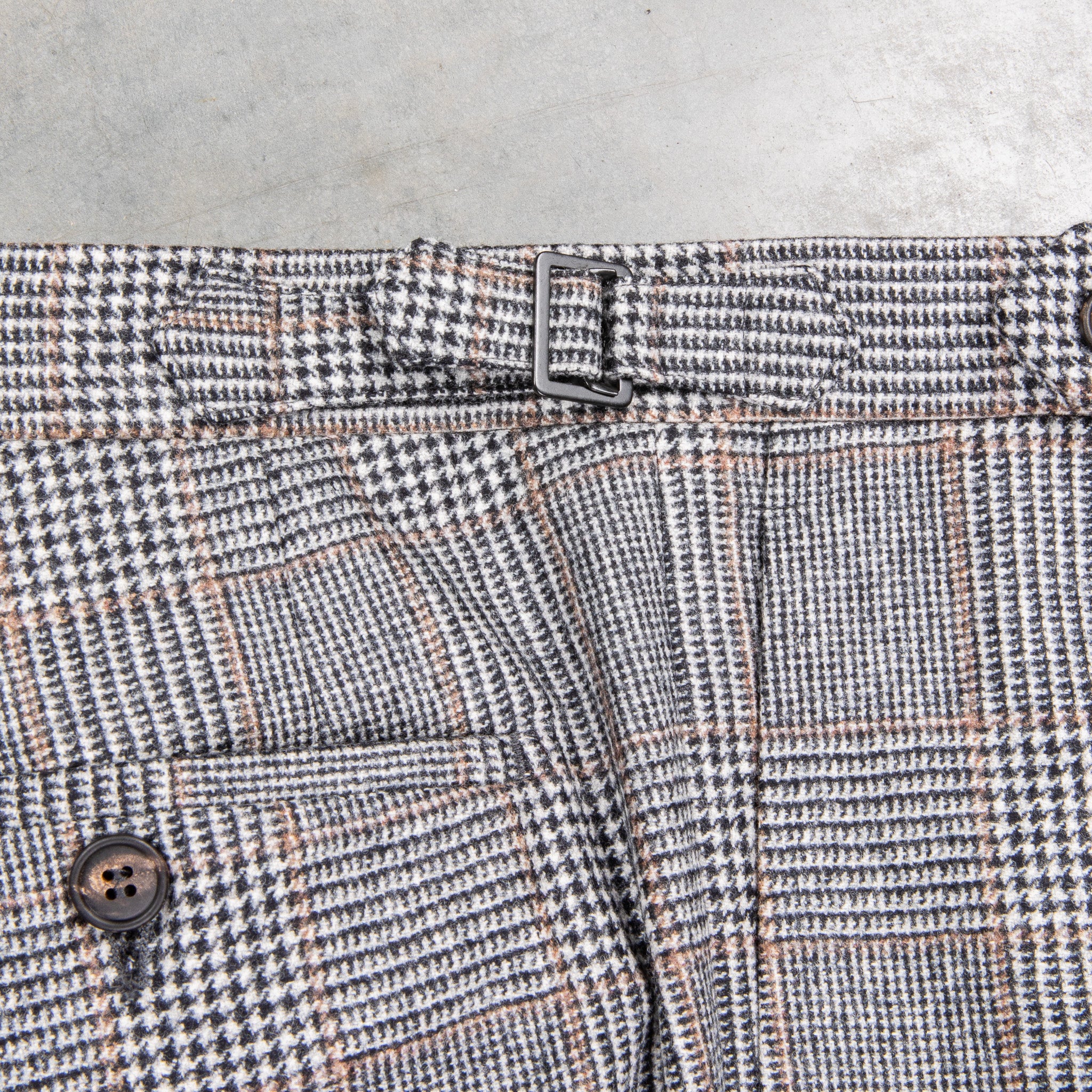 Rota Pantaloni High Rise Regular Fit Flannel Prince of Wales Check Beige