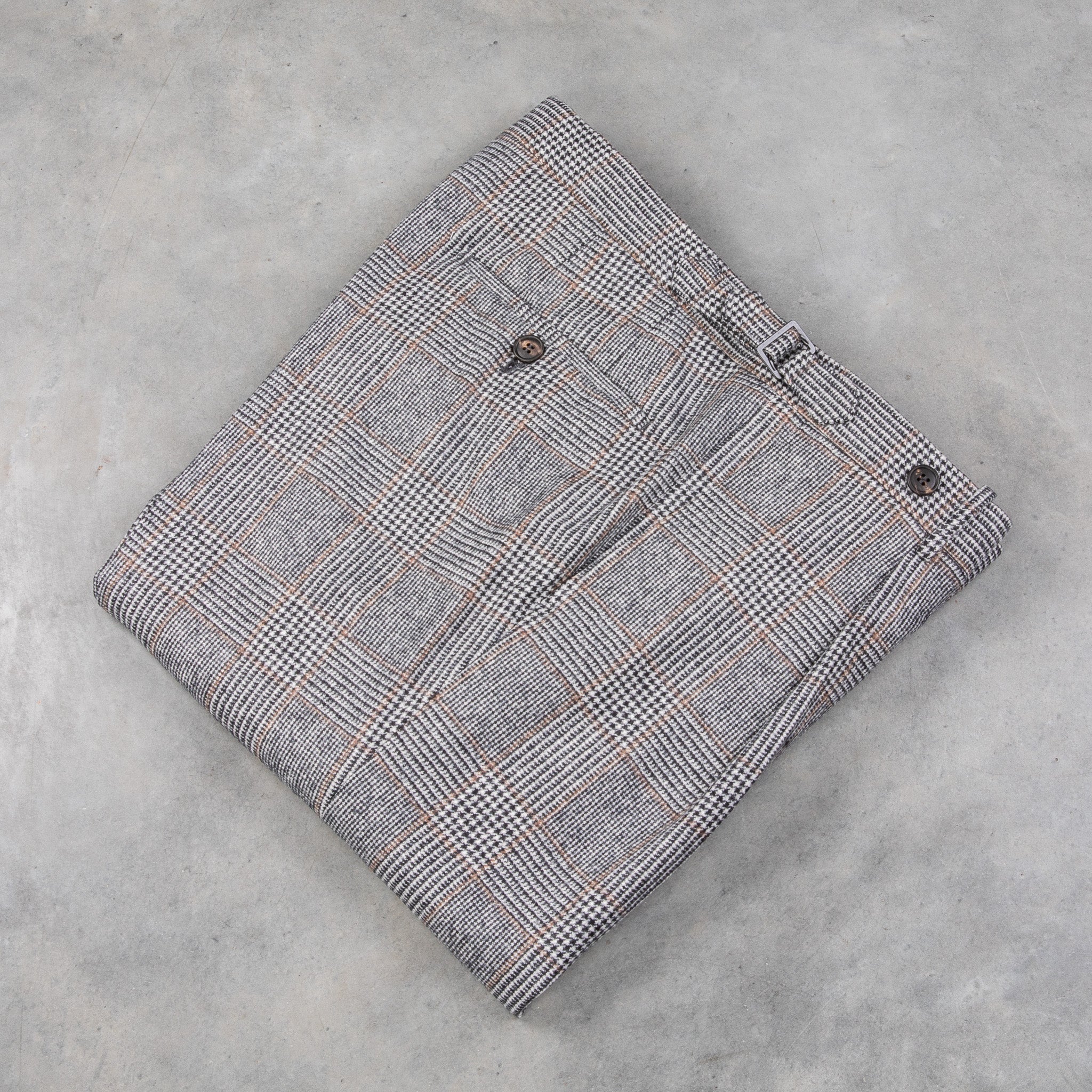 Rota Pantaloni High Rise Regular Fit Flannel Prince of Wales Check Beige