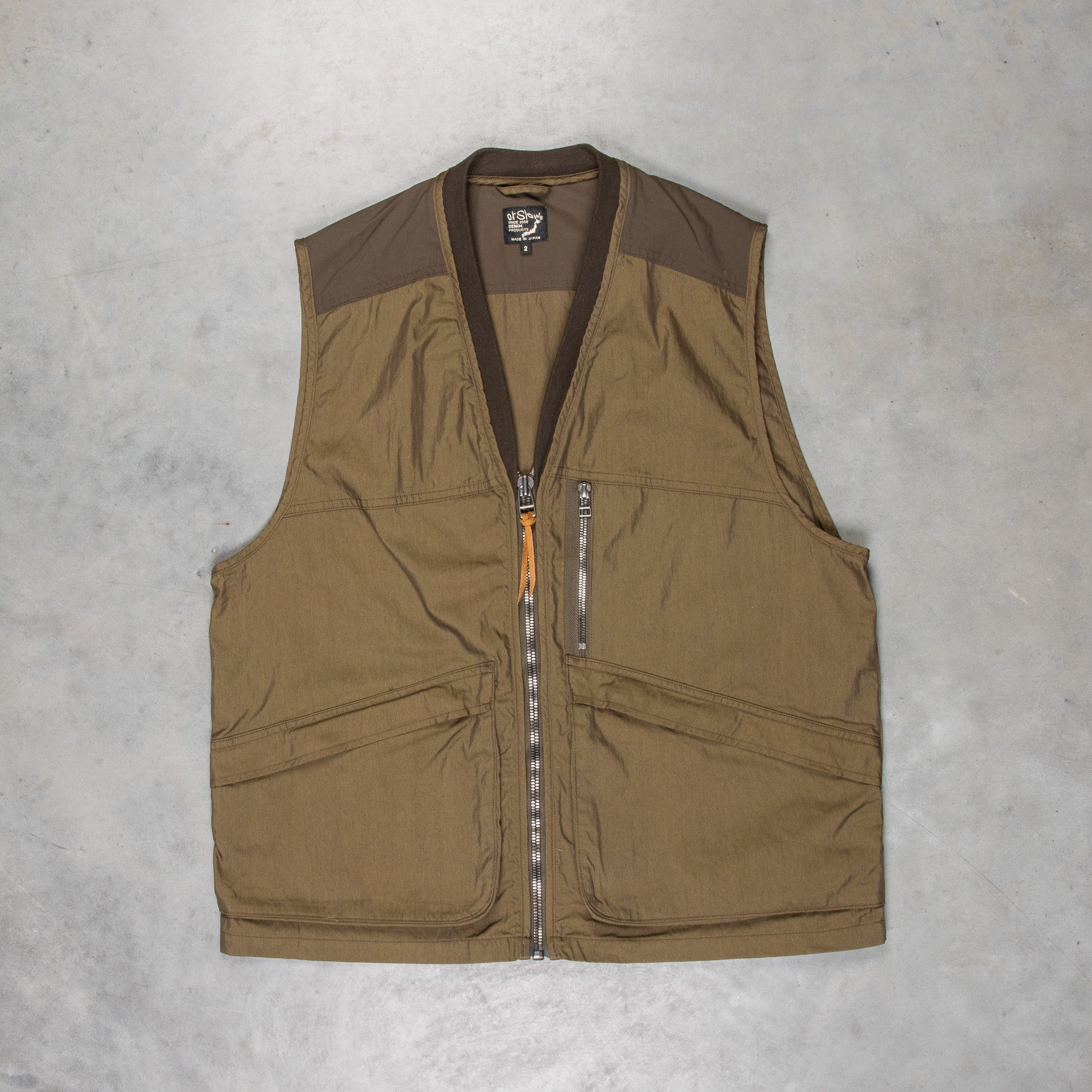 Orslow Cotton Nylon utility vest Army green – Frans Boone Store