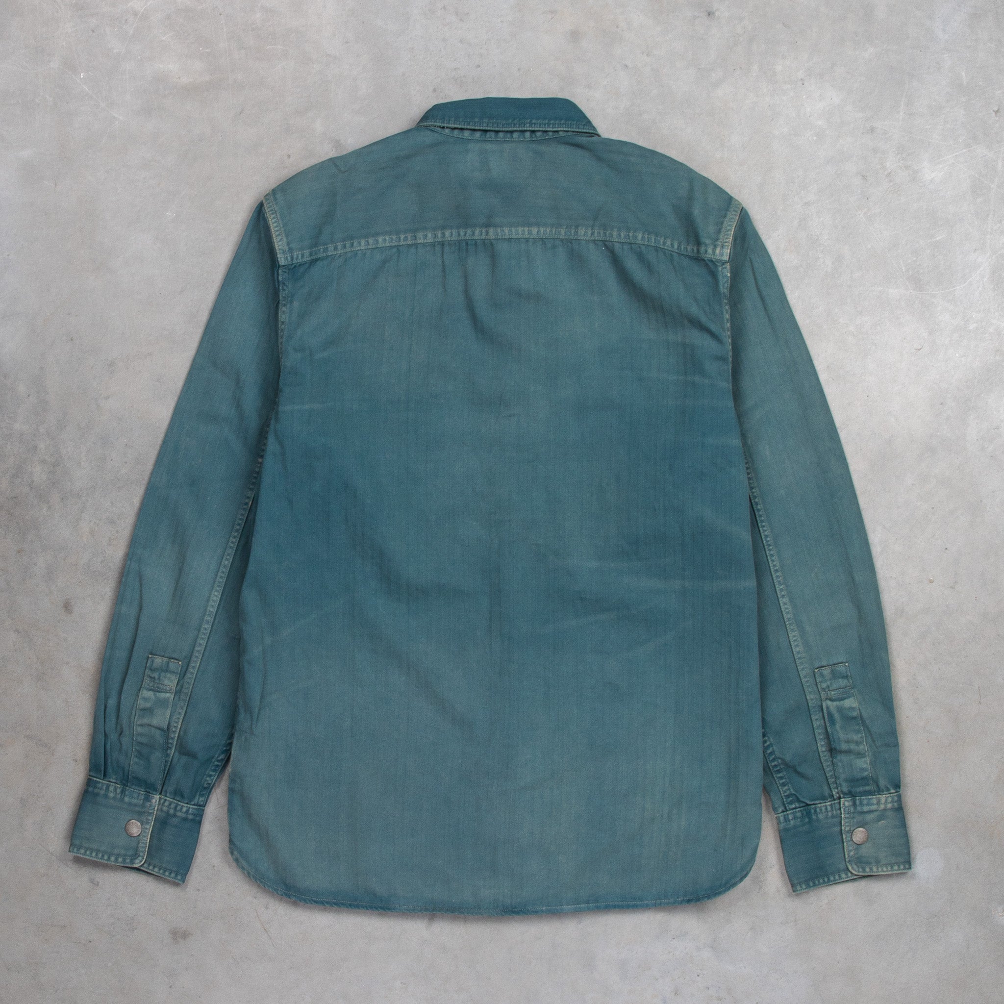 RRL Trail Herringbone Twill Workshirt Blue Gray