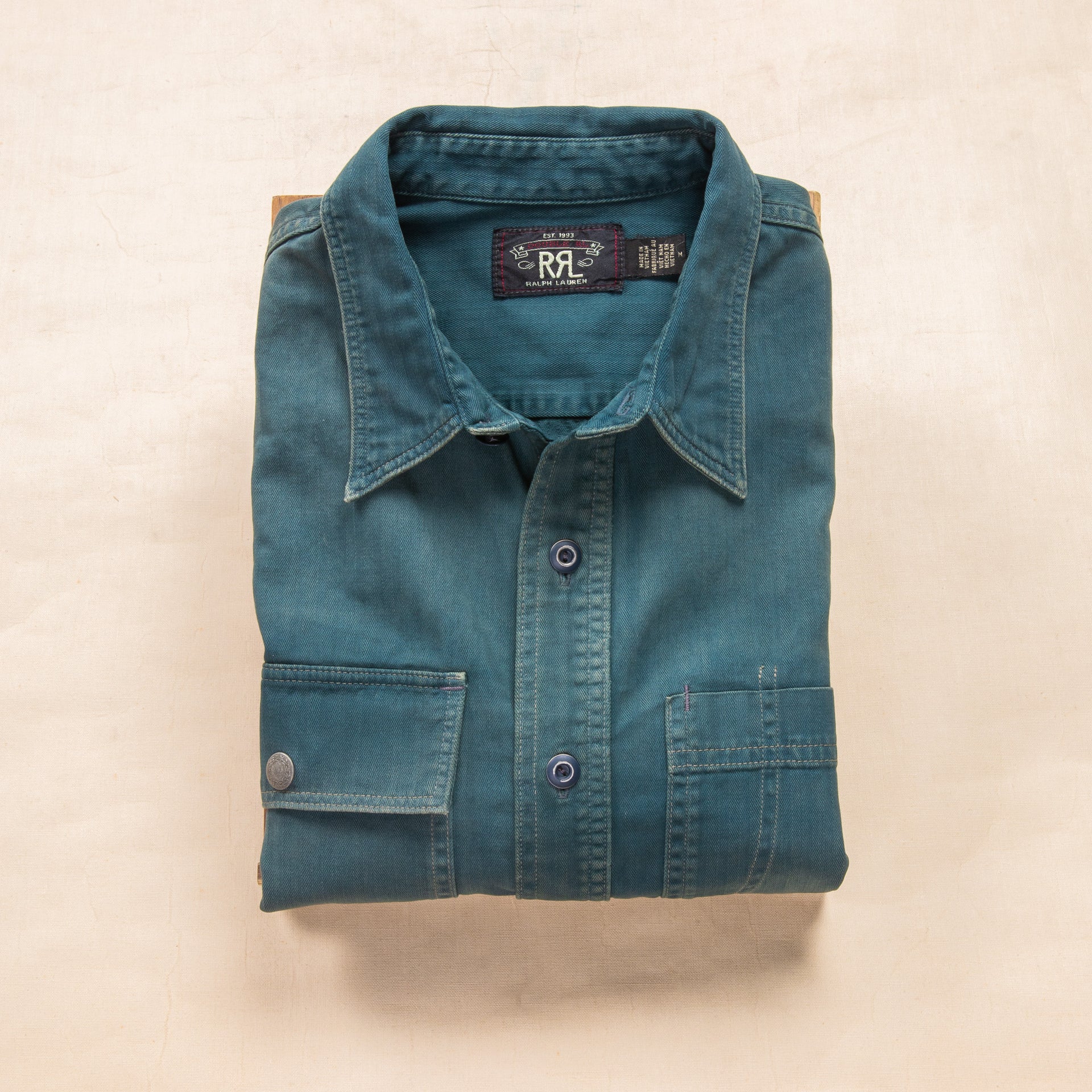 RRL Trail Herringbone Twill Workshirt Blue Gray – Frans Boone Store 