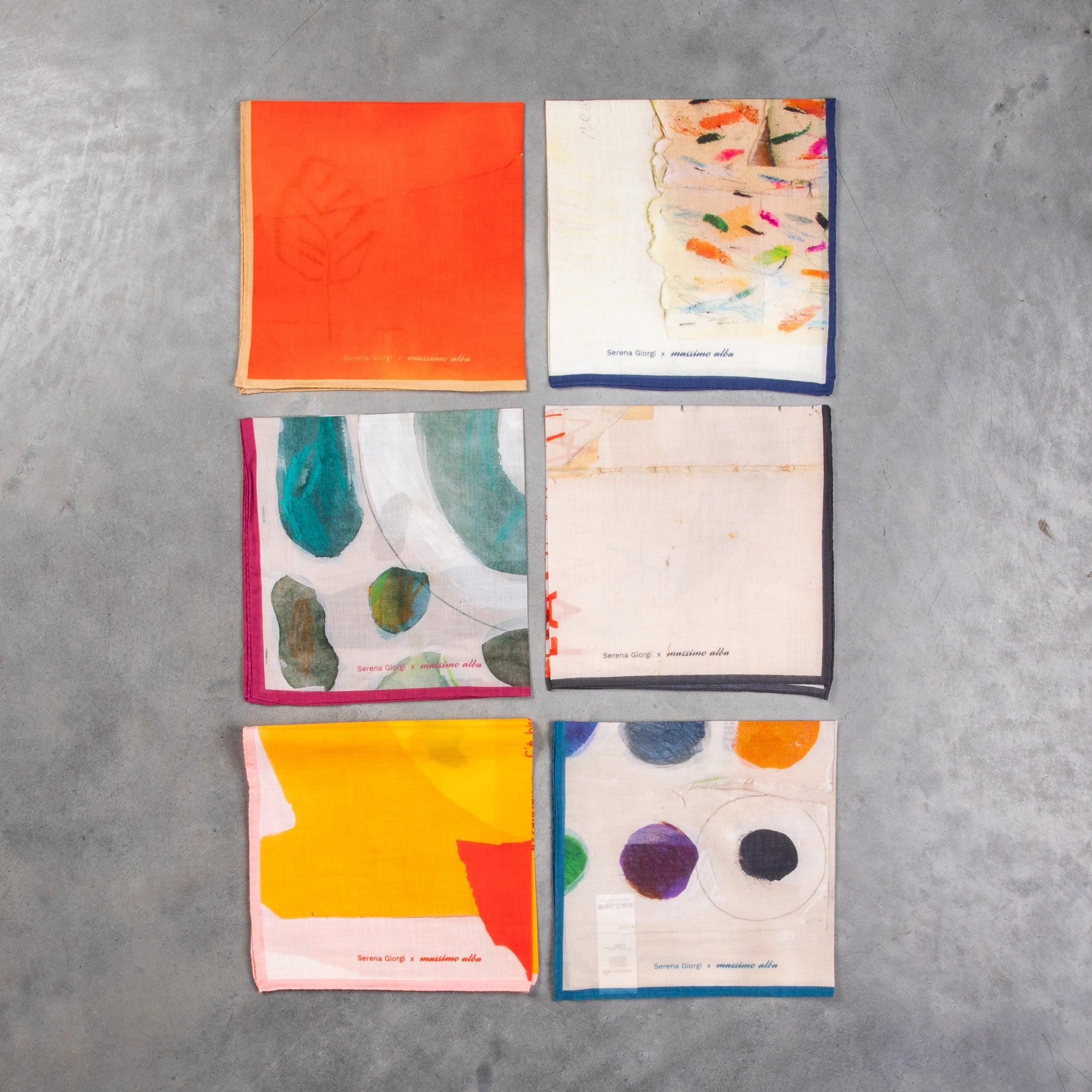 Massimo Alba Set Of Six Printed Pocket Squares