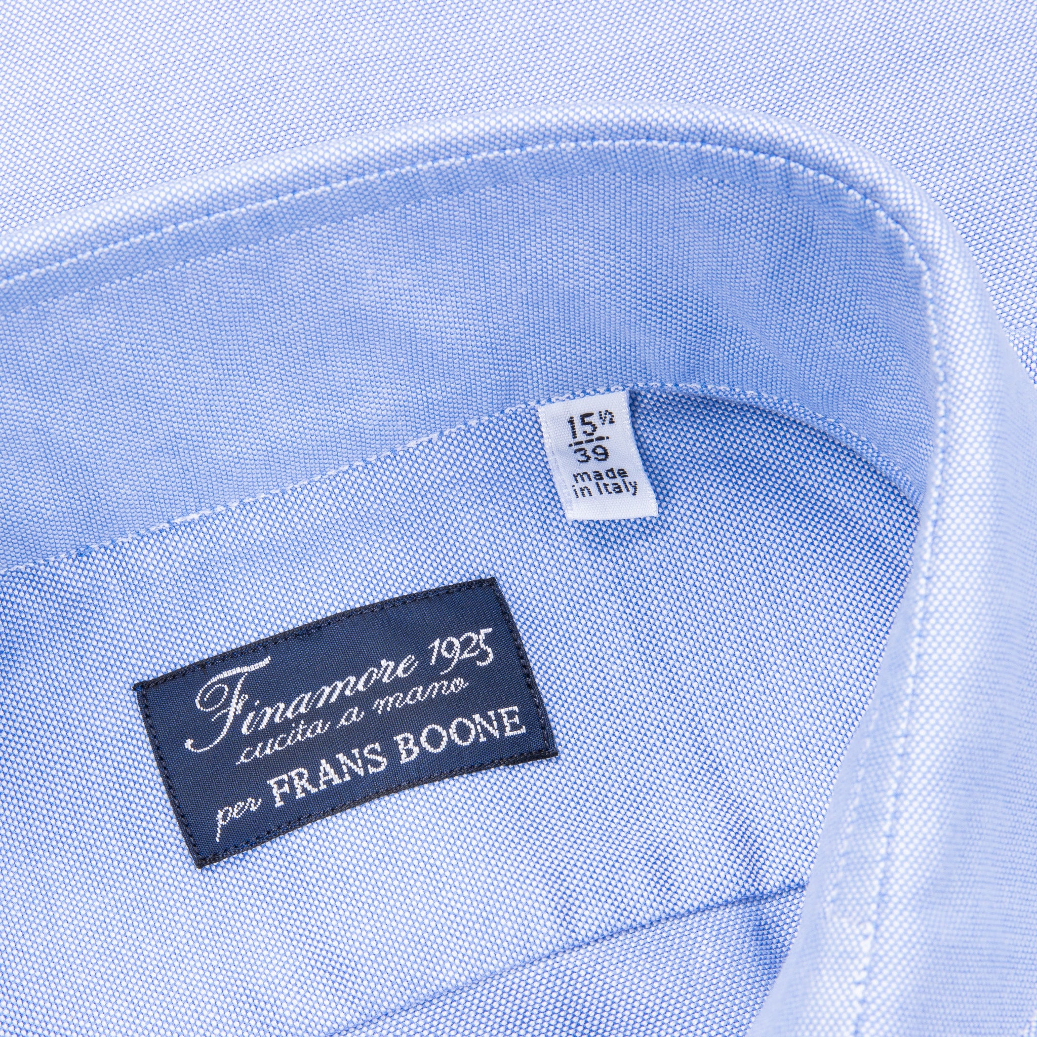 Finamore Gaeta Shirt Sergio Collar Washed Oxford Blue