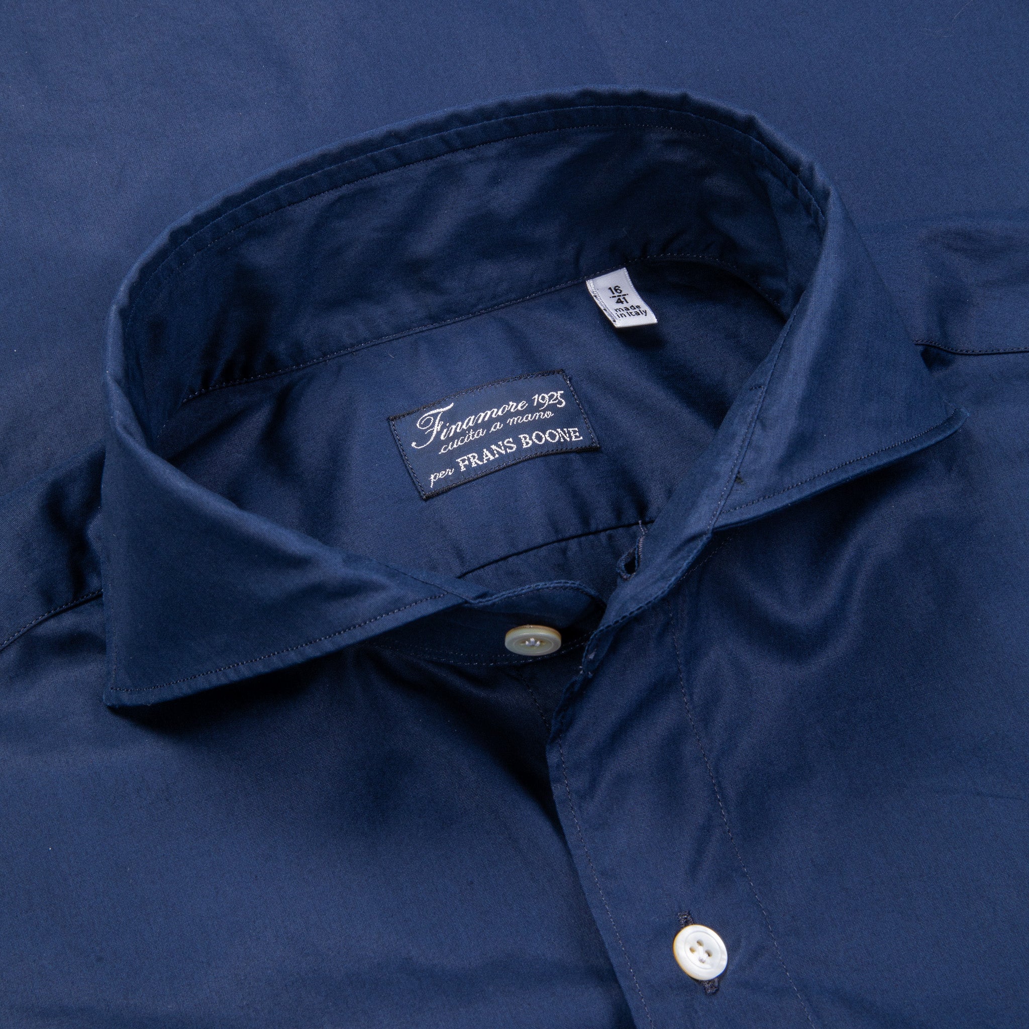 Finamore Gaeta Shirt Sergio Collar Poplin navy