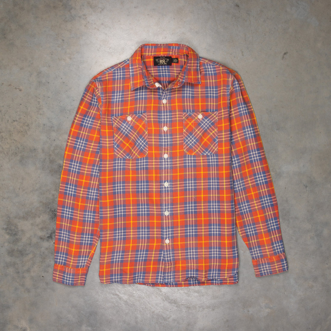 RRL Farrell longsleeve workshirt red blue cotton twill