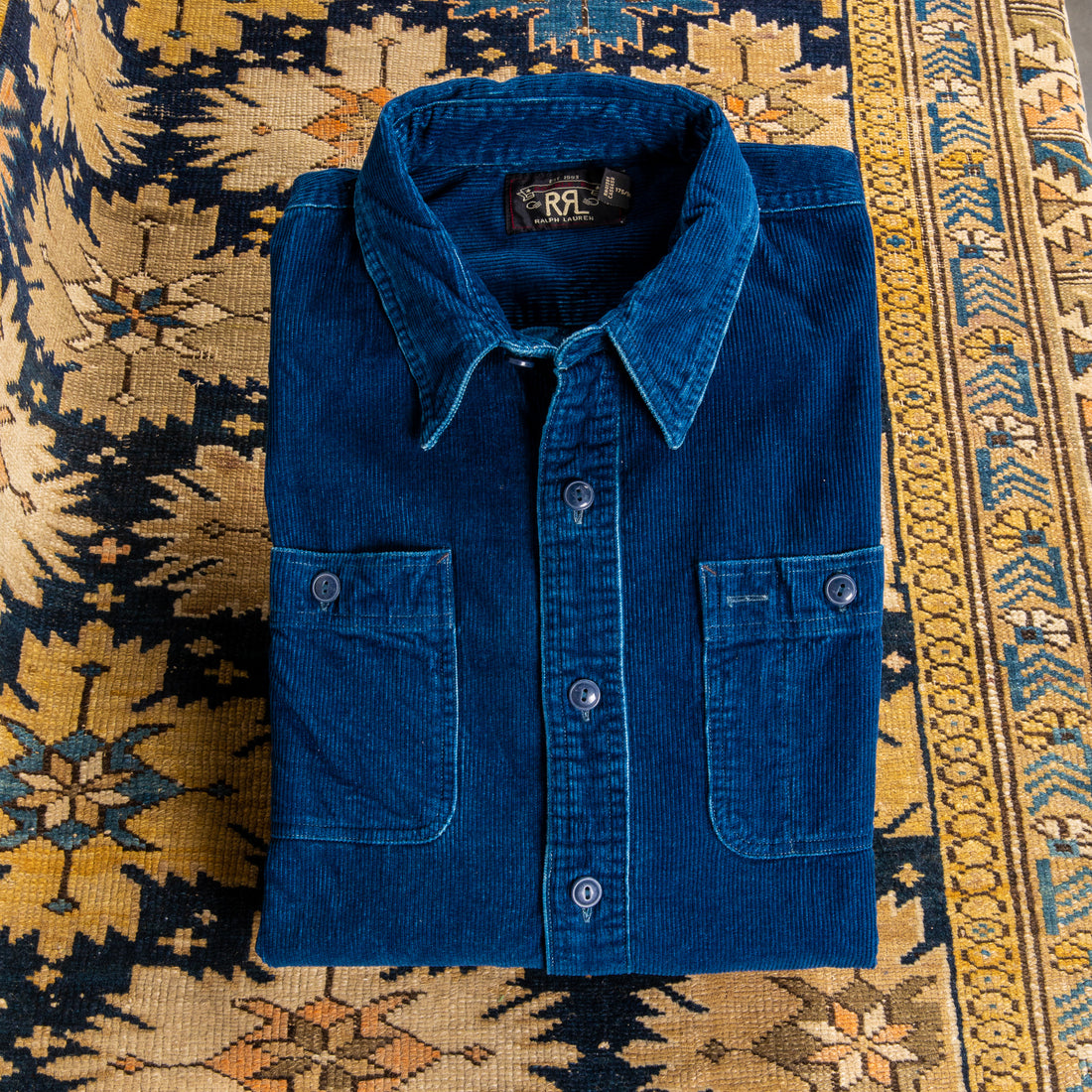 RRL Luke long sleeve  workshirt corduroy dark indigo