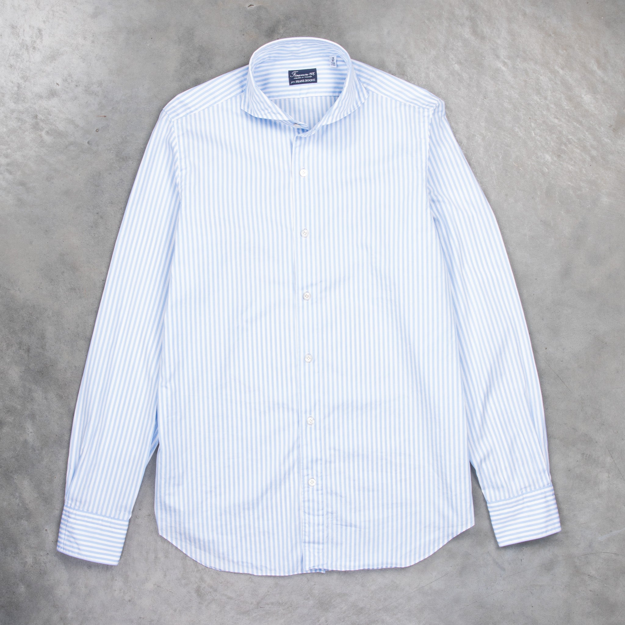 Finamore Tokyo Fit Collo Sergio Bengal Stripe Shirt Blu Azzuro