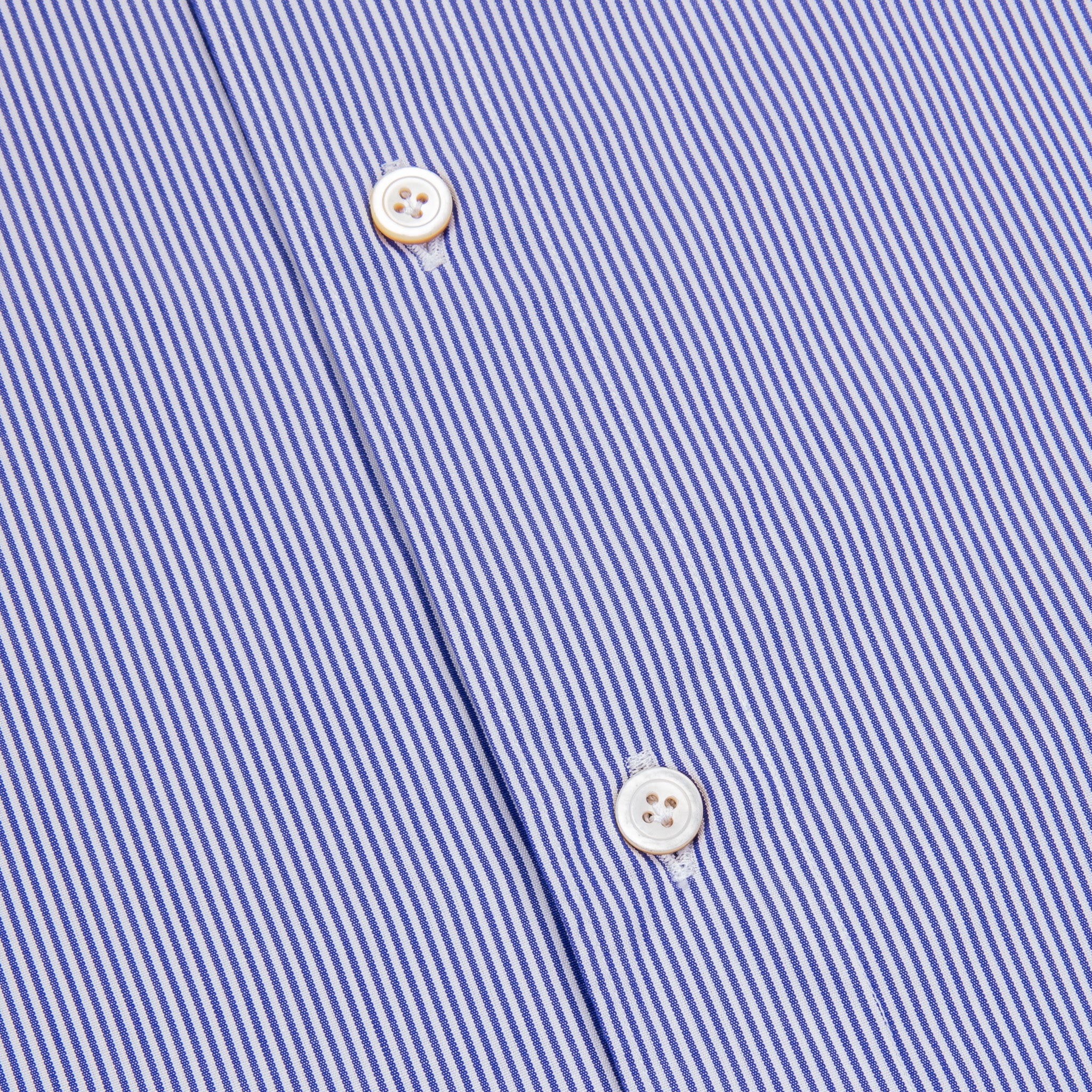 Finamore Gaeta shirt Sergio Collar Navy stripe poplin