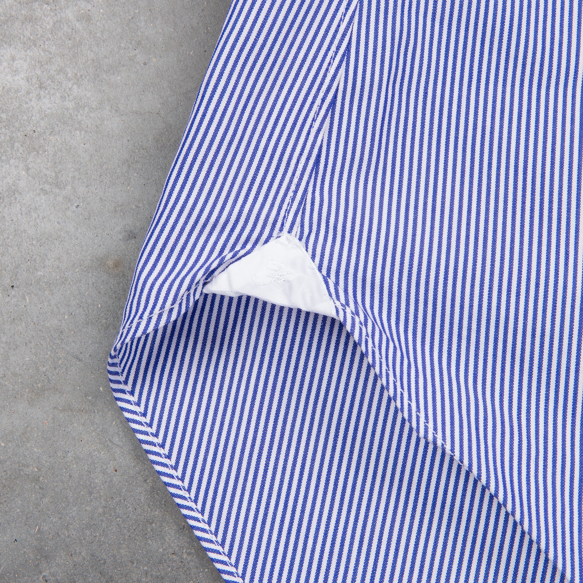 Finamore Gaeta shirt Sergio Collar Navy stripe poplin