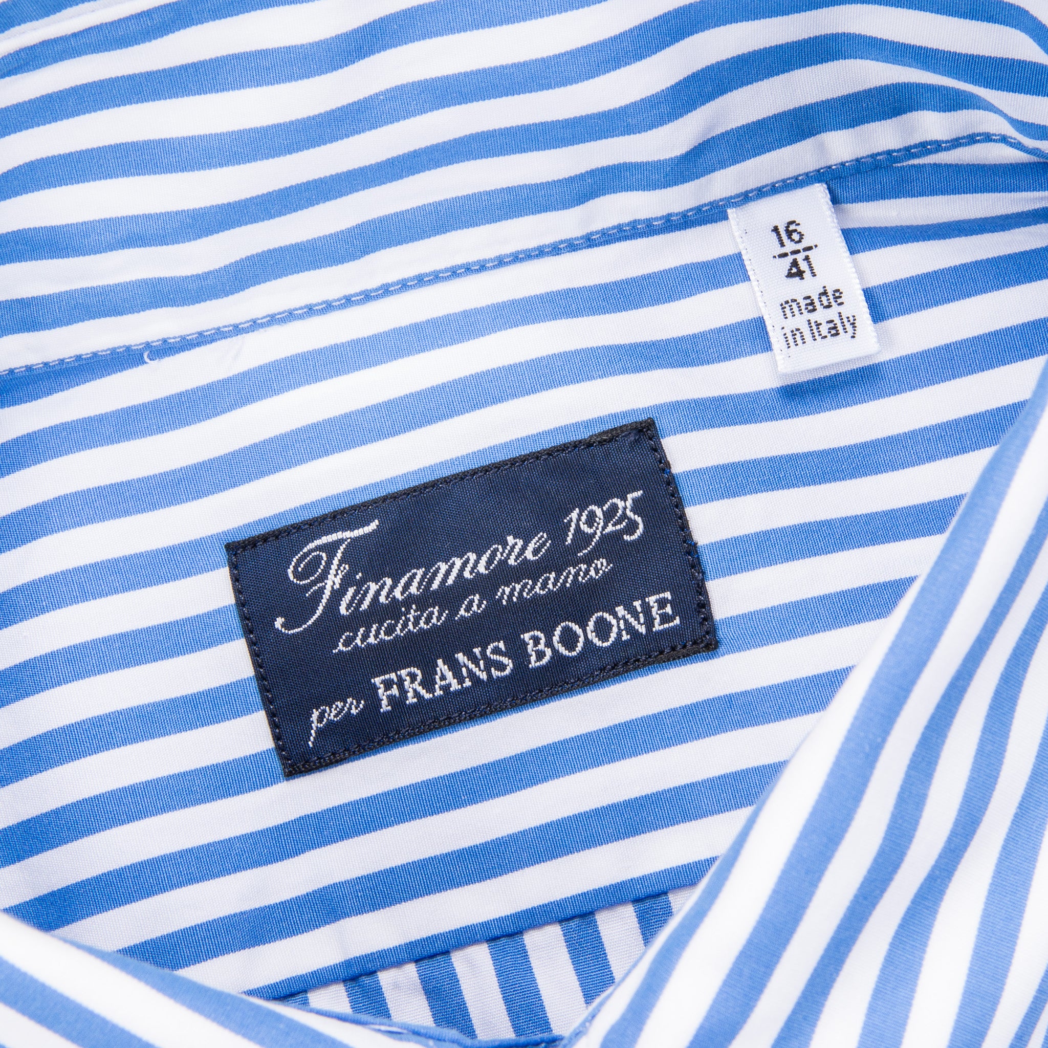 Finamore Gaeta Fit Collo Sergio Bengal Stripe Shirt Blu Medio