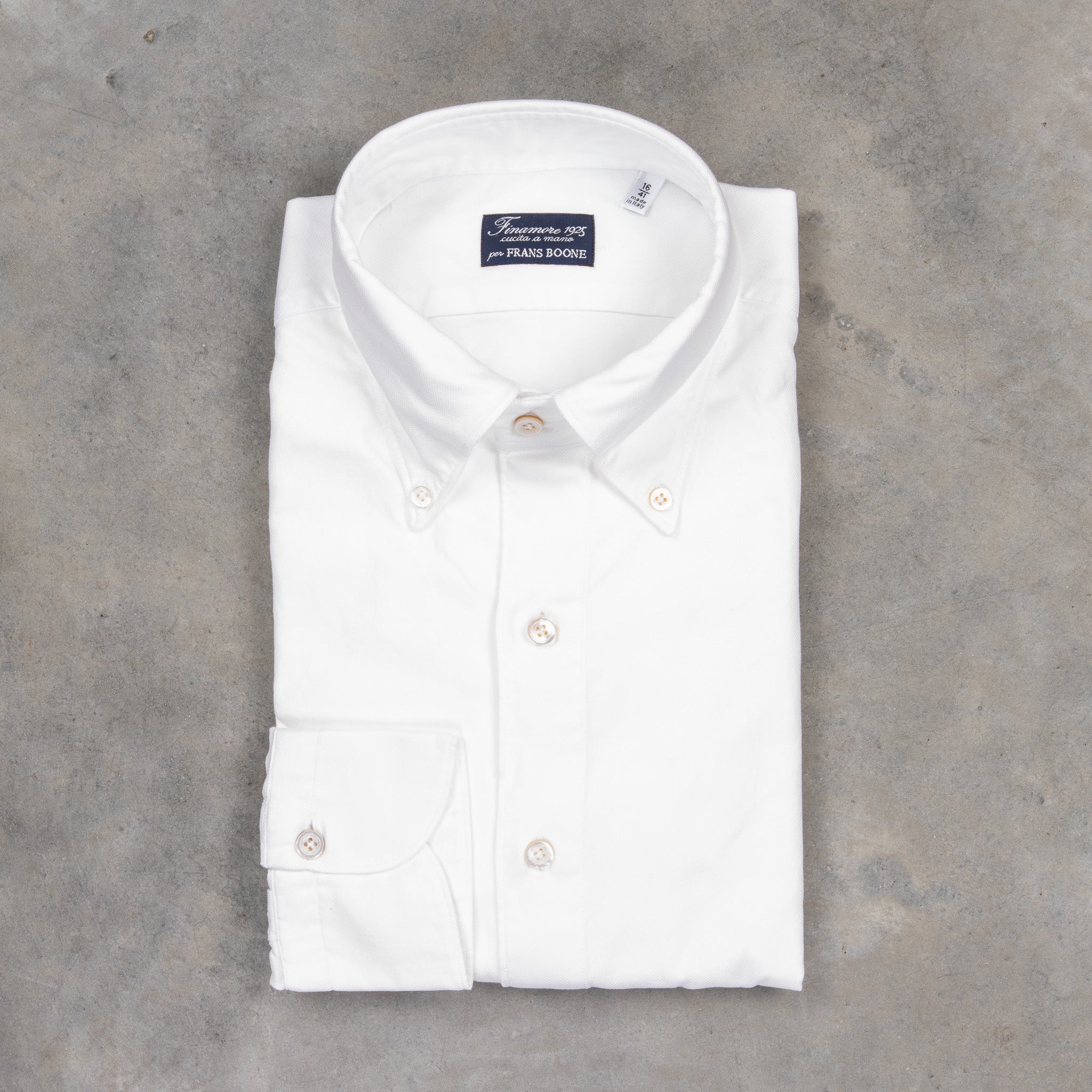 Finamore Tokyo Shirt Washed Oxford Button Down Lucio Collar White