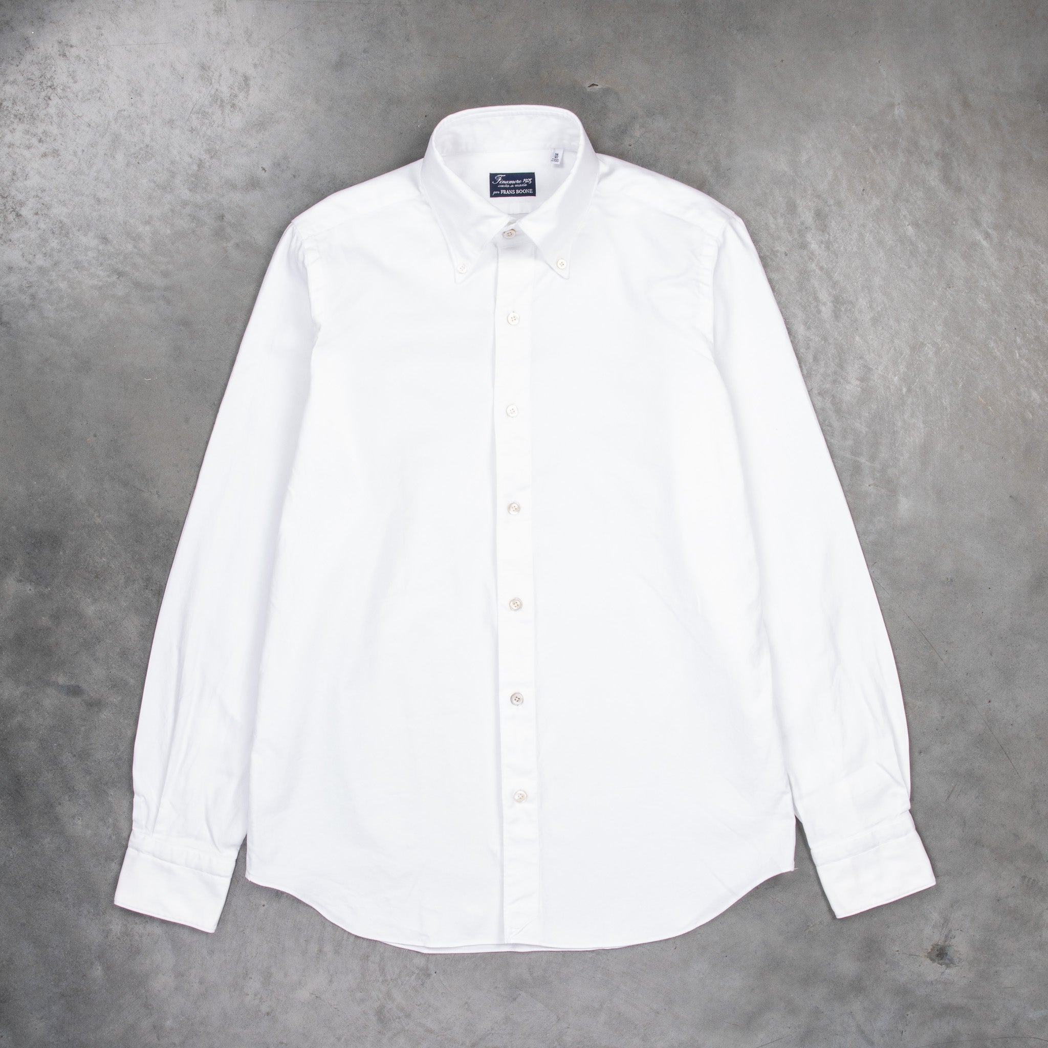 Finamore Tokyo Shirt Washed Oxford Button Down Lucio Collar White