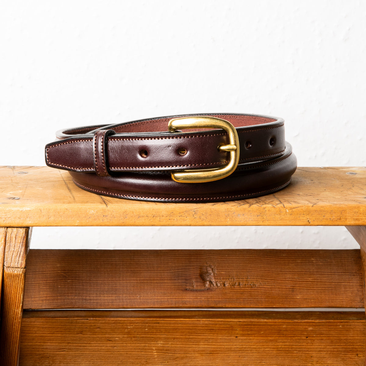Tory Leather Classic Bridle Leather Belt 1″ Brass Buckle 