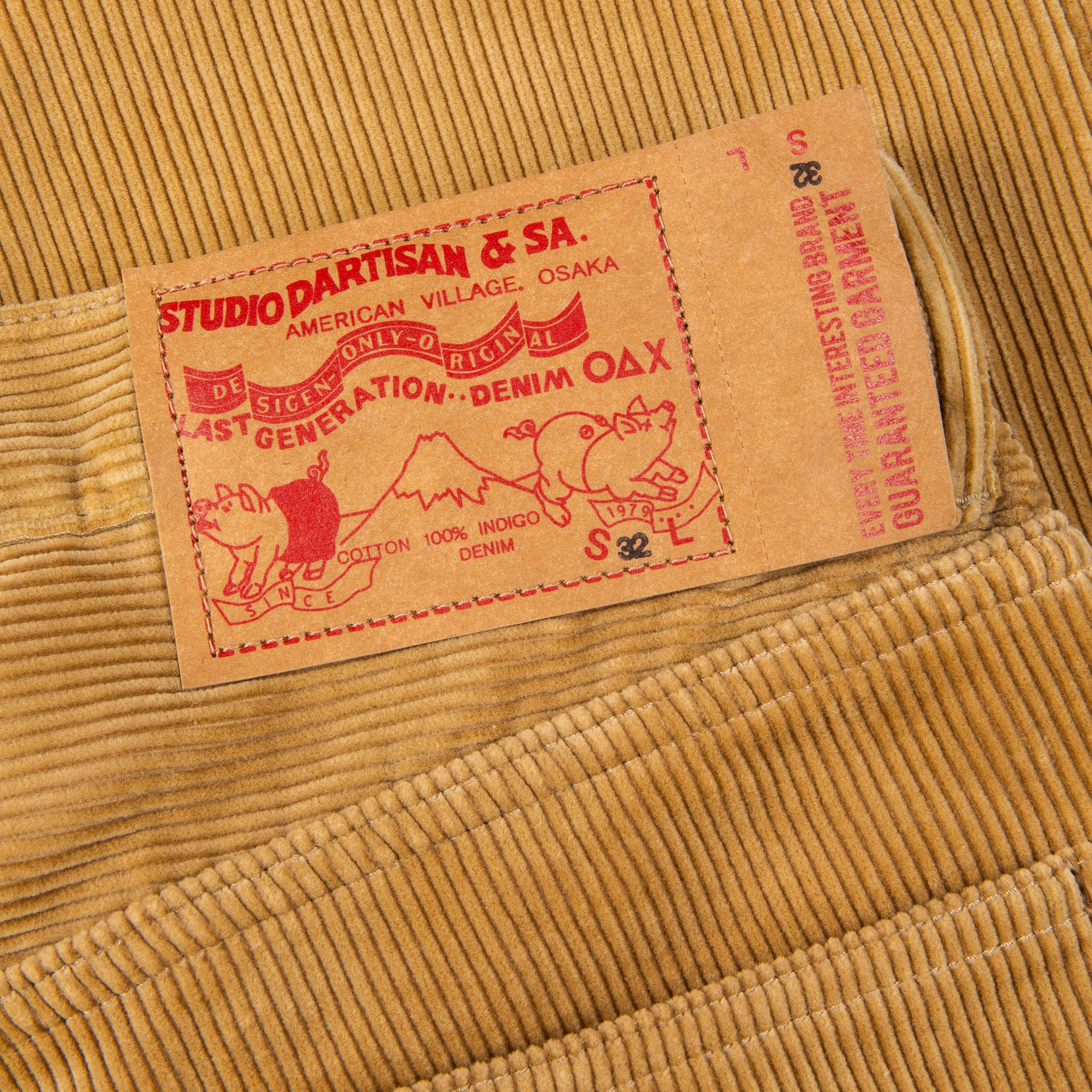 Studio D&#39;Artisan FB-909 High Rise Tapered 9-Wale Corduroy Beige