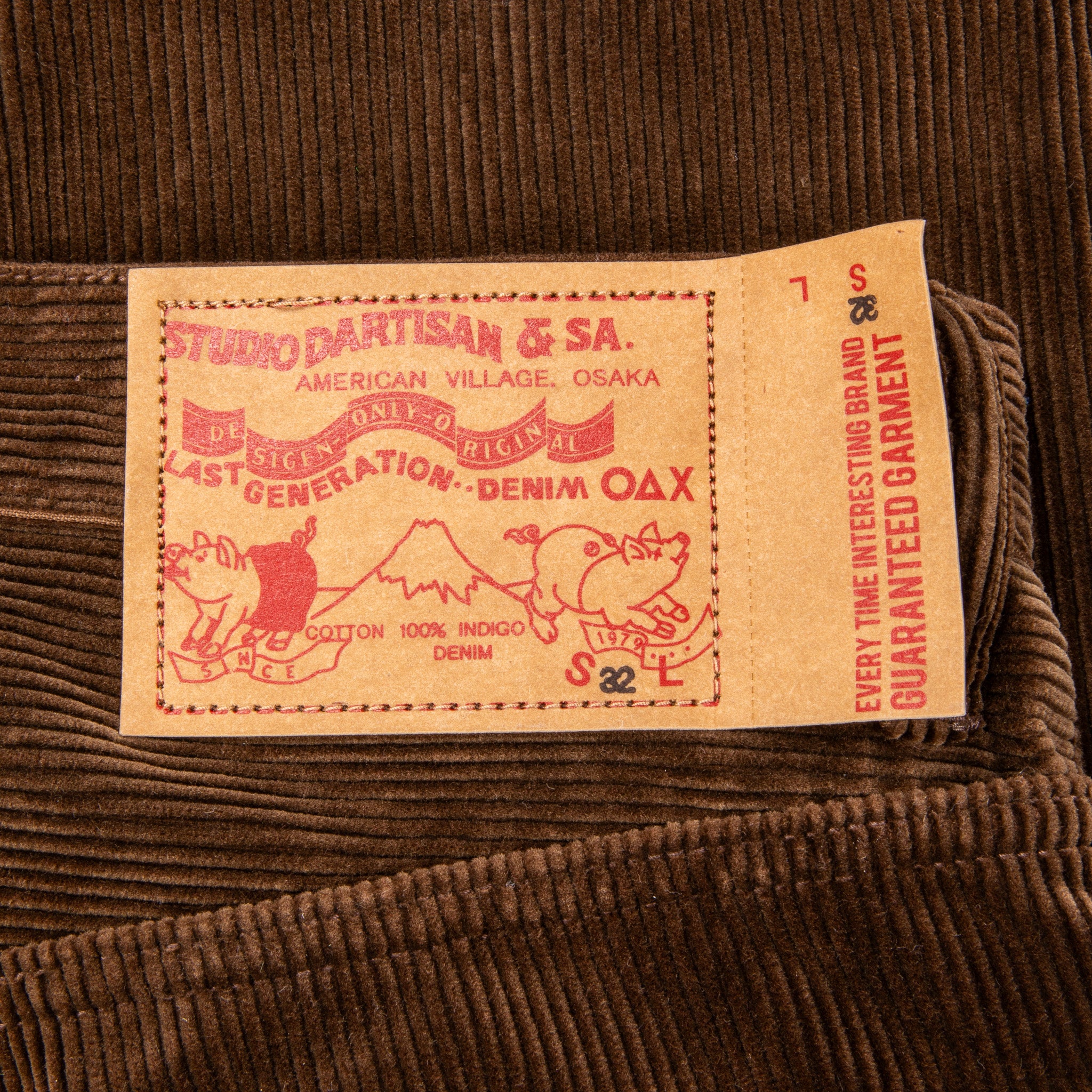 Studio D&#39;Artisan FB-909 High Rise Tapered 9-Wale Corduroy Brown