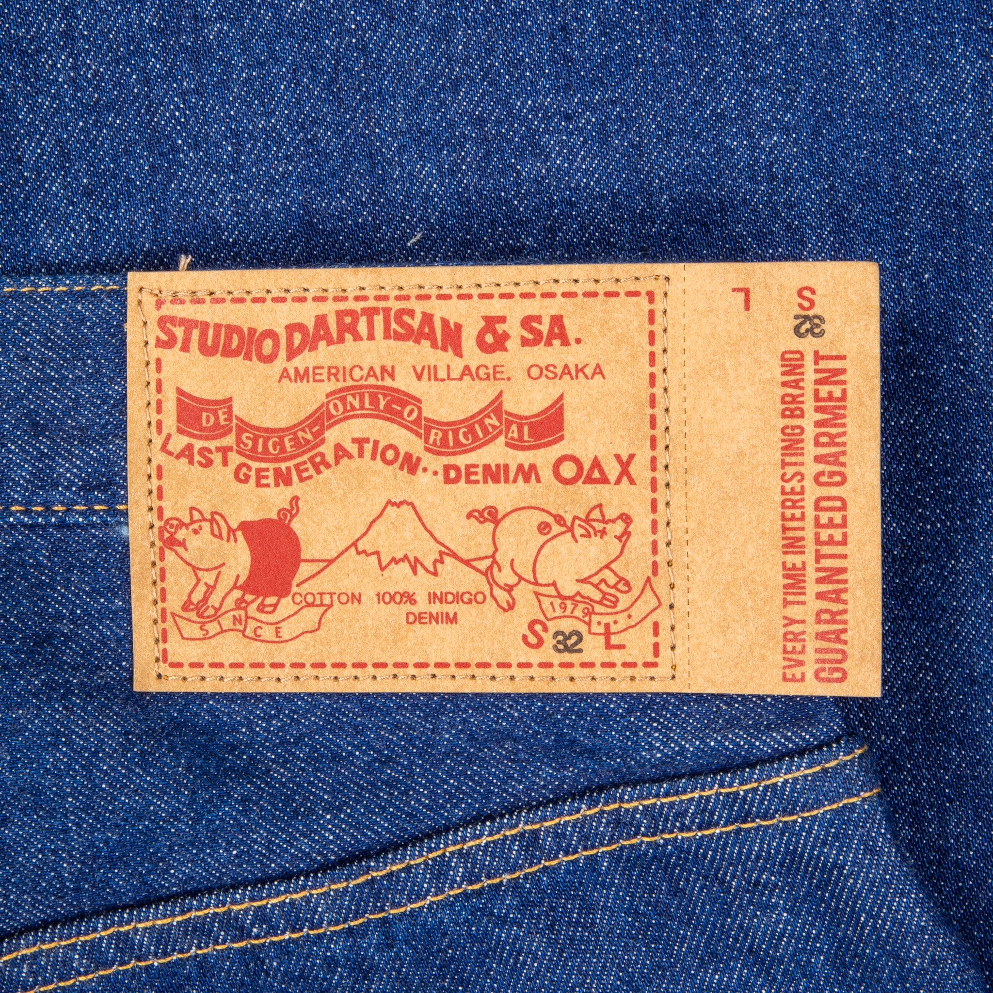 Studio D&#39;Artisan FB-909 High Rise Tapered 14 Oz Denim One Wash