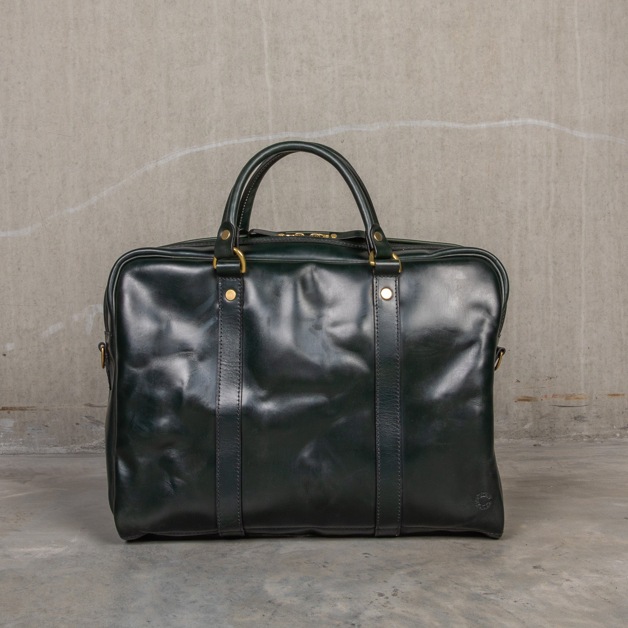 Croots bridle leather Racing green laptop bag