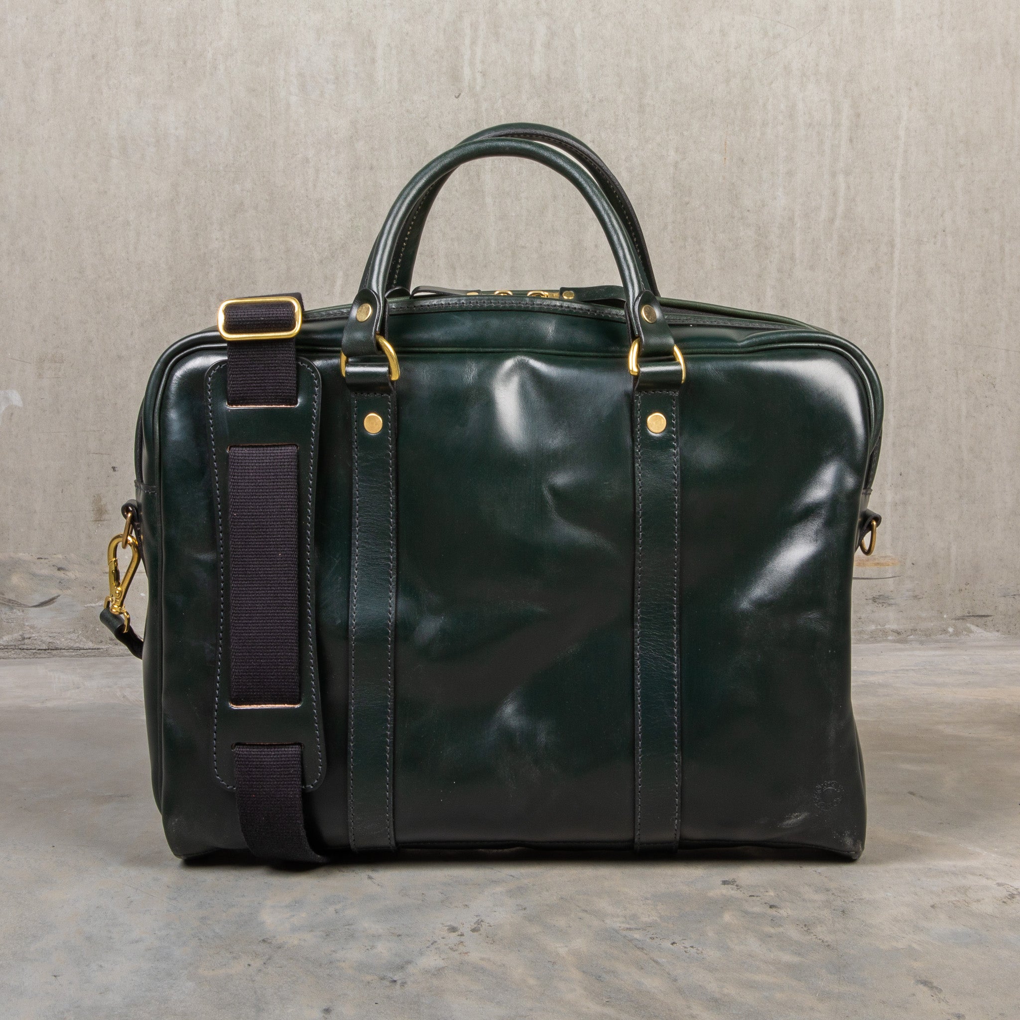 Croots bridle leather Racing green laptop bag