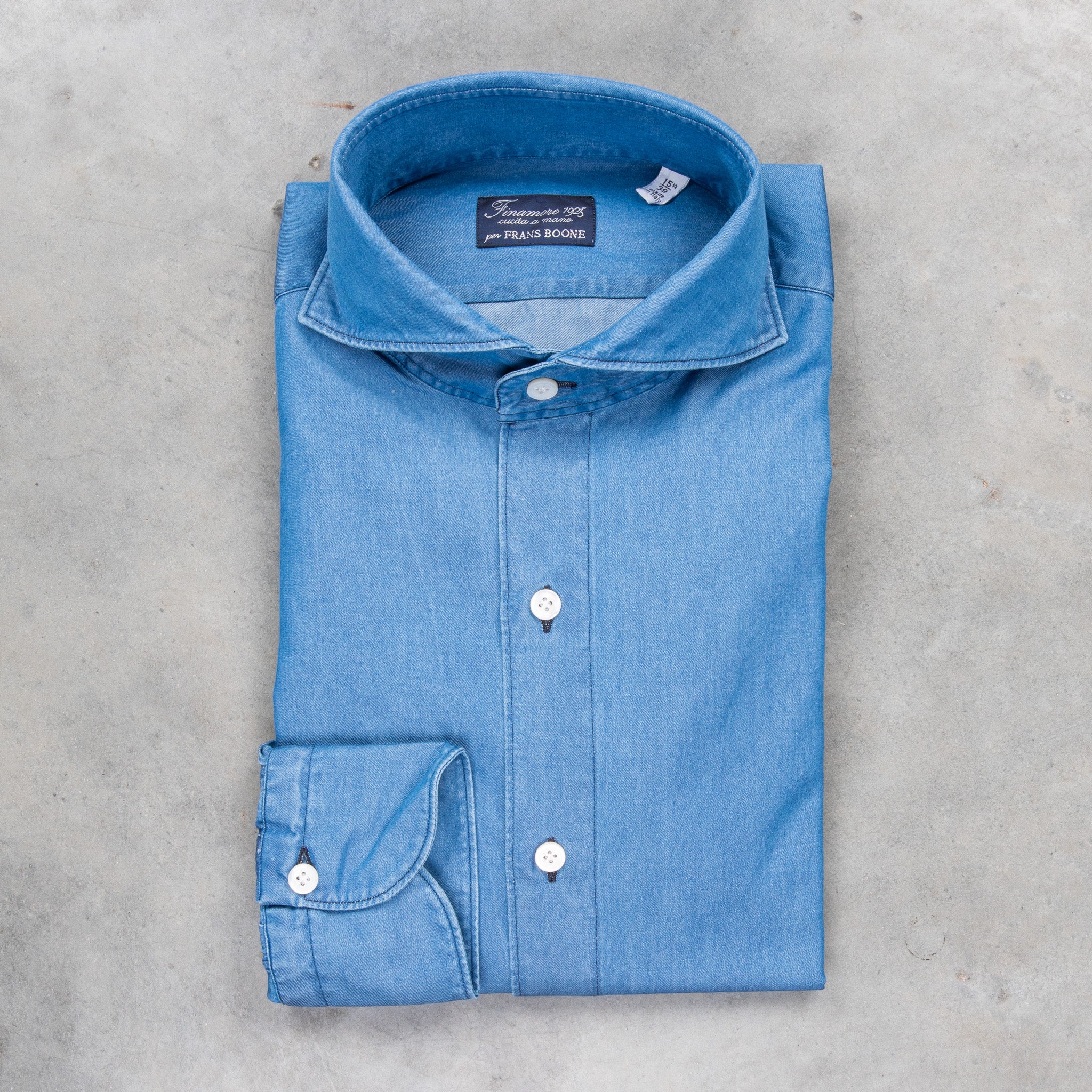 Finamore Gaeta shirt Sergio collar Regular Bleach Denim