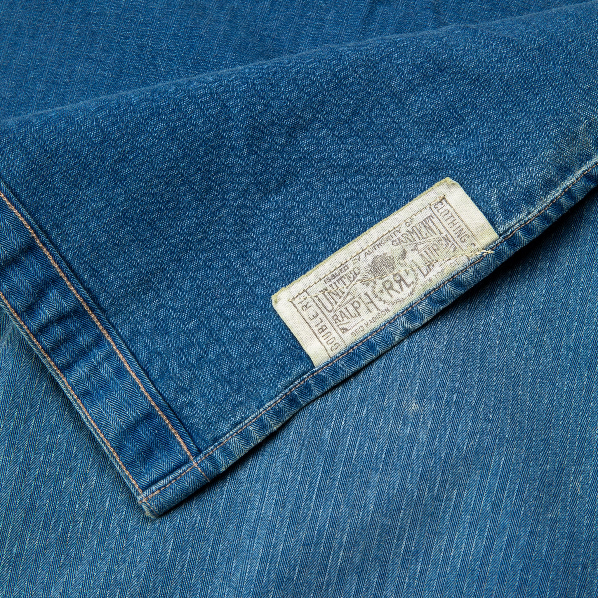 RRL Dockman Shirt Herringone Faded Indigo