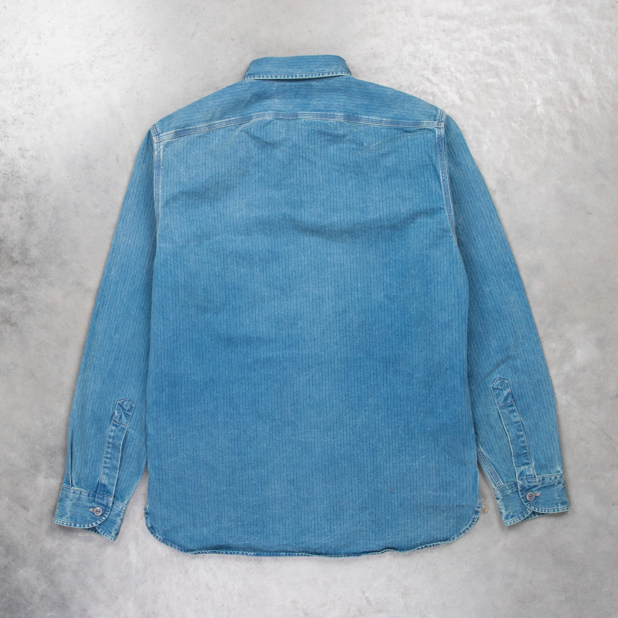RRL Dockman Shirt Herringone Faded Indigo