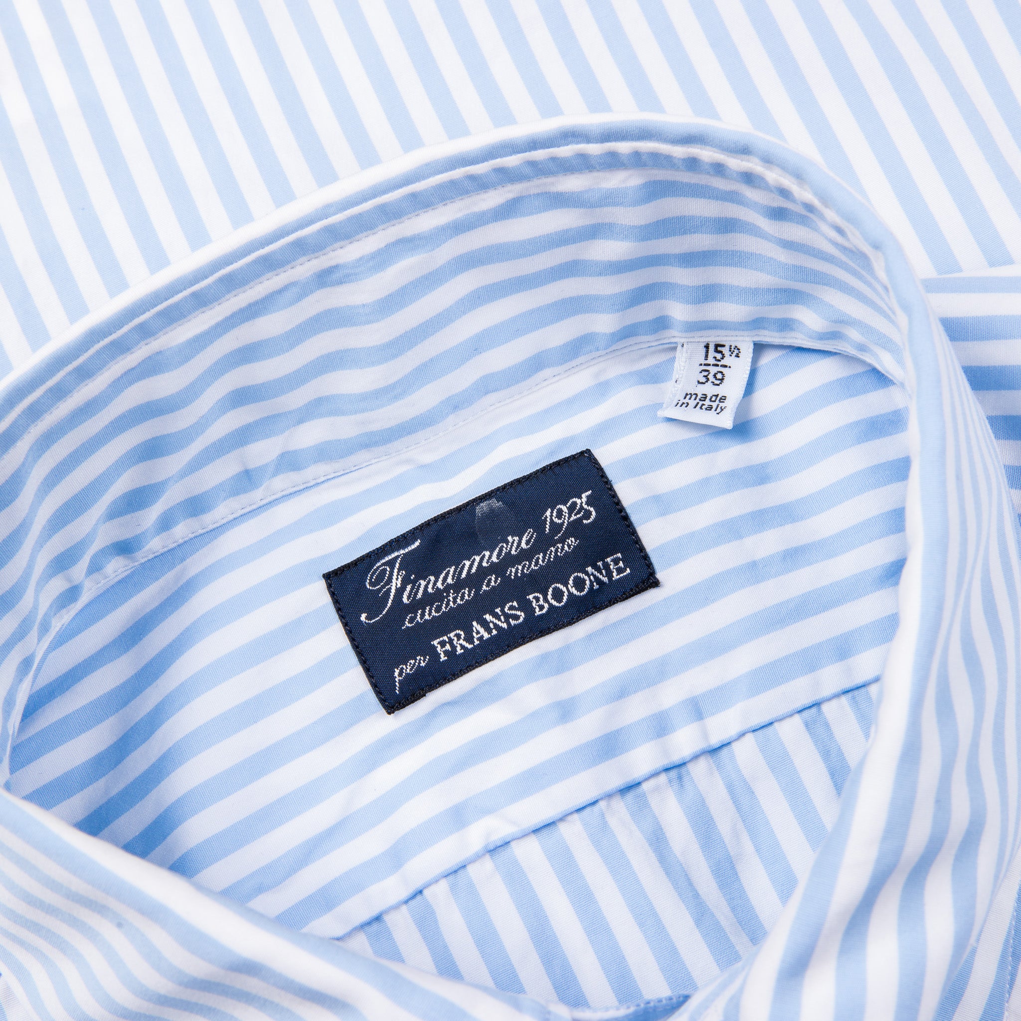 Finamore Tokyo Fit Collo Lucio Bengal Stripe Shirt Blu Azzuro