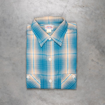 The Real McCoy´s 8HU Ombre Check Summer Flannel Shirt Turquoise
