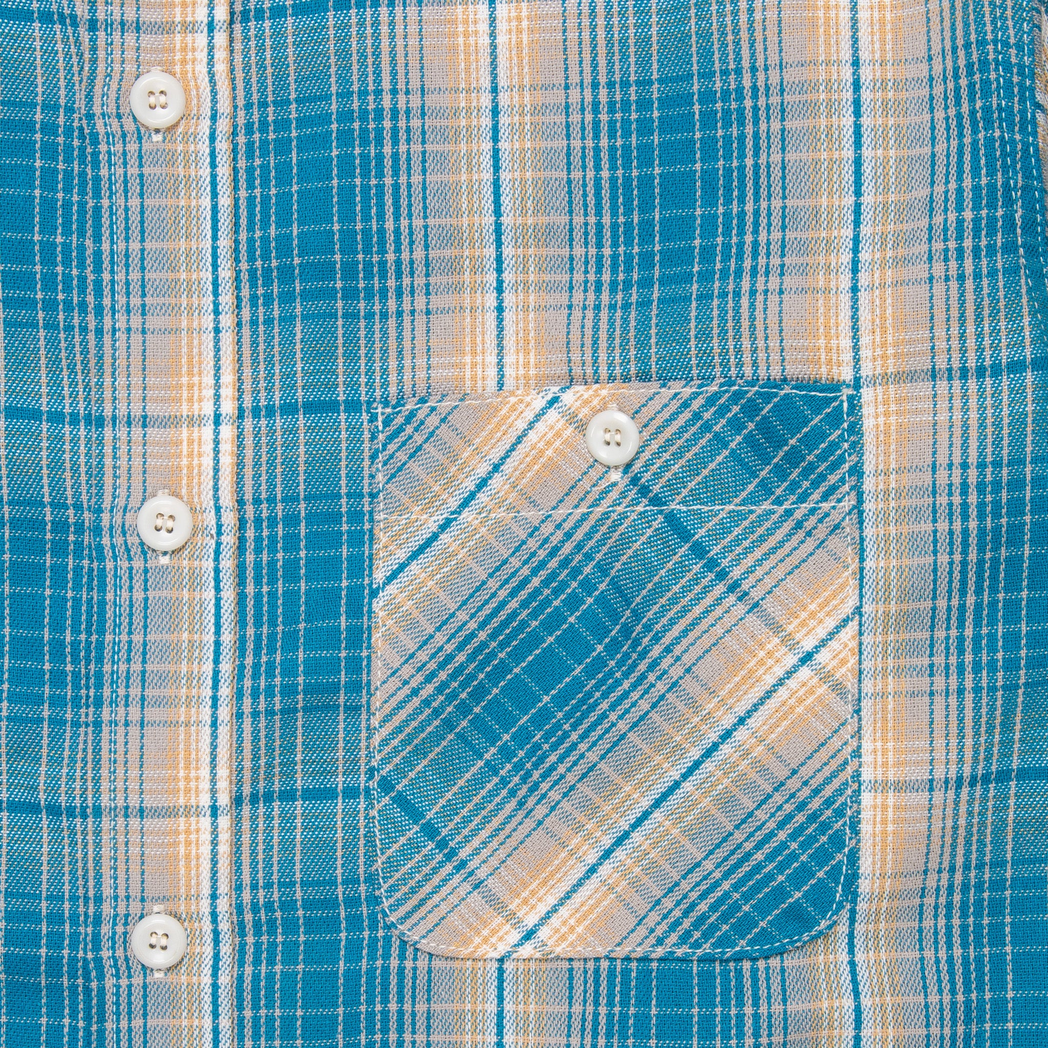 The Real McCoy&#39;s 8HU Ombre Check Summer Flannel Shirt Turquoise