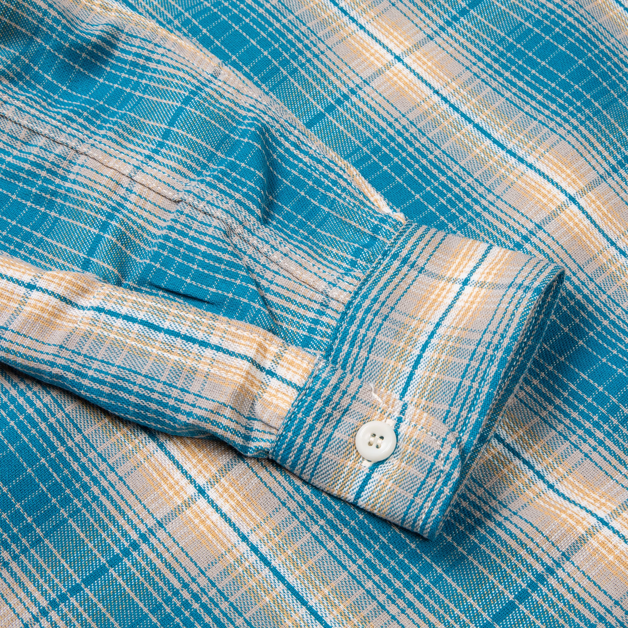 The Real McCoy&#39;s 8HU Ombre Check Summer Flannel Shirt Turquoise