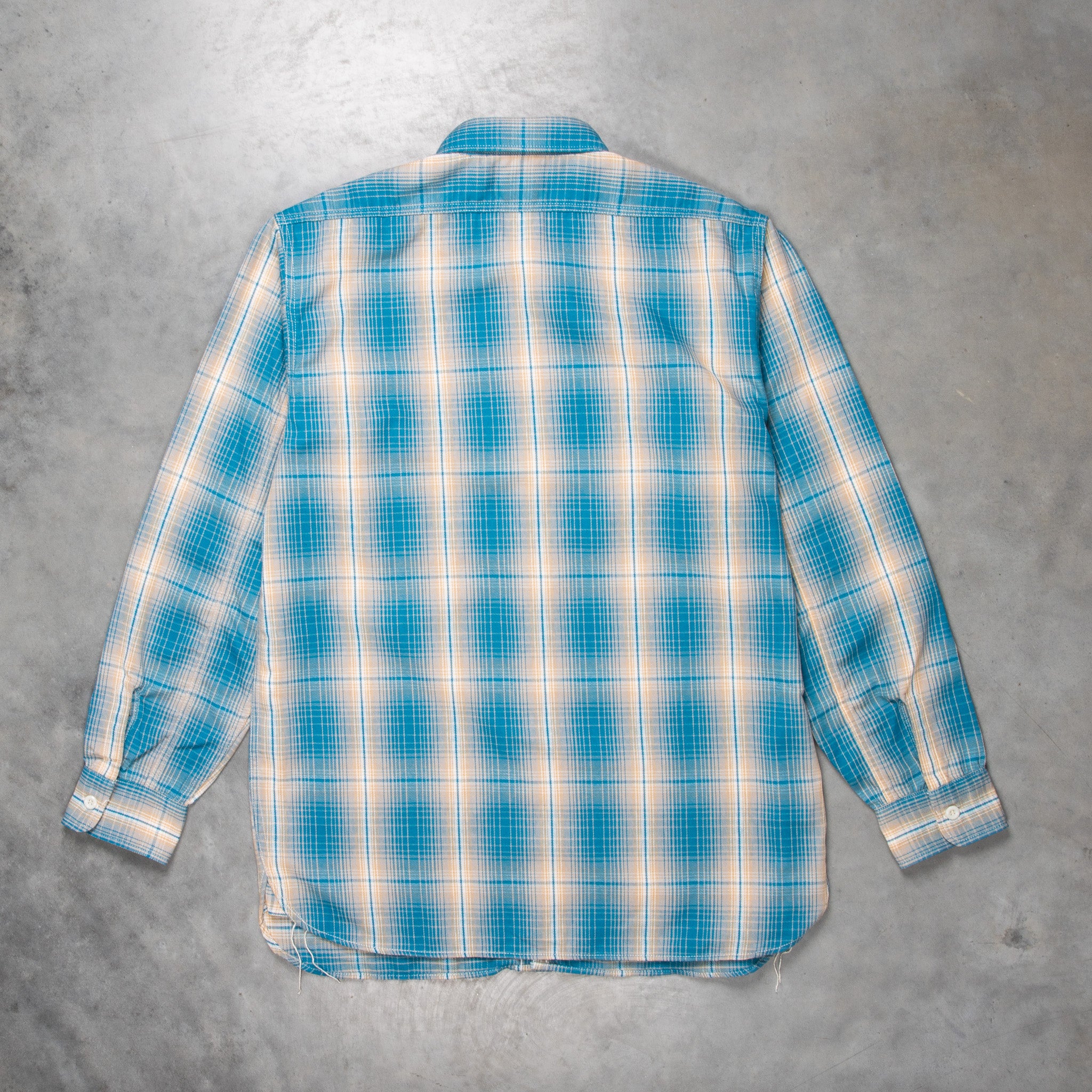 The Real McCoy&#39;s 8HU Ombre Check Summer Flannel Shirt Turquoise
