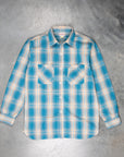 The Real McCoy's 8HU Ombre Check Summer Flannel Shirt Turquoise