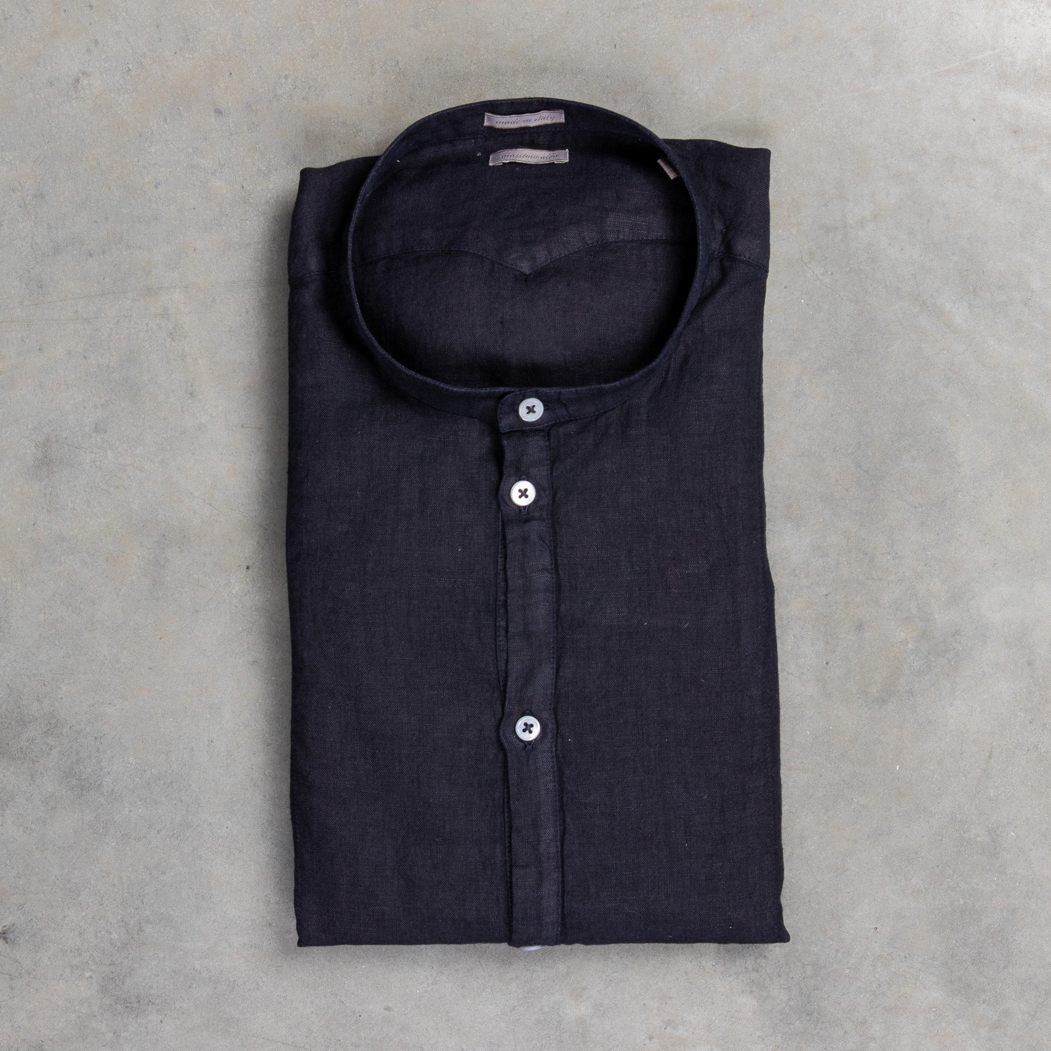 Massimo Alba Kos Grandad Collar Shirt Blu Notte