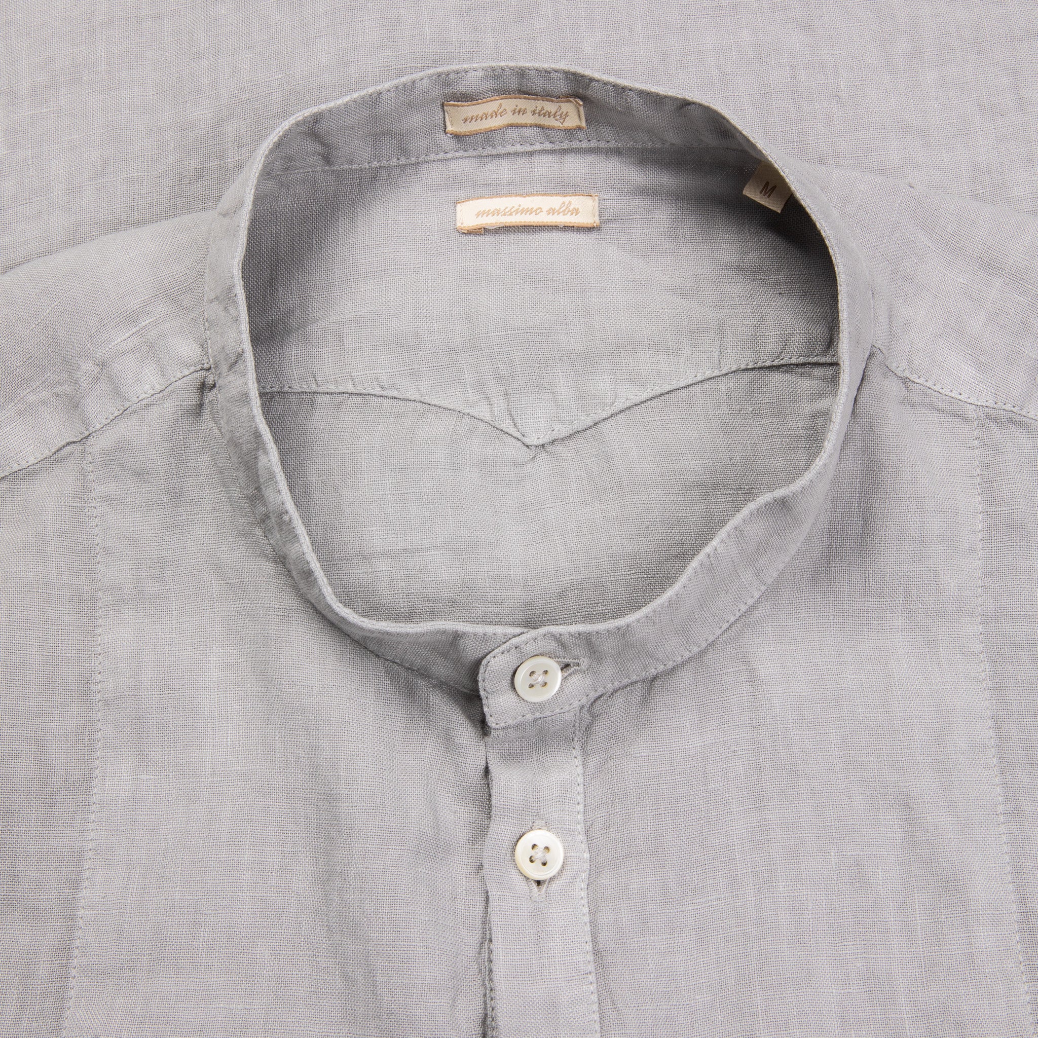 Massimo Alba Kos Grandad Collar Shirt Argento