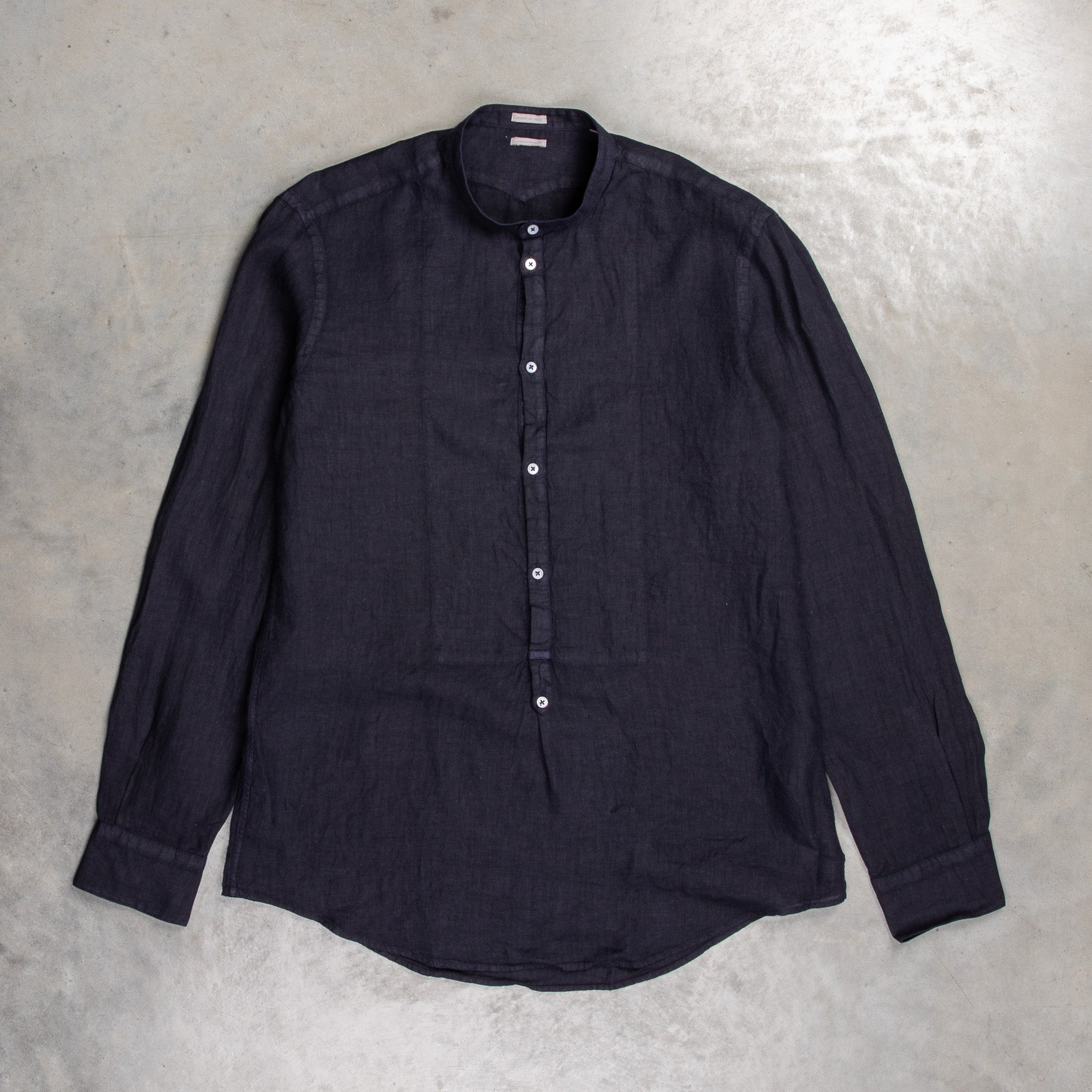 Massimo Alba Kos Grandad Collar Shirt Blu Notte