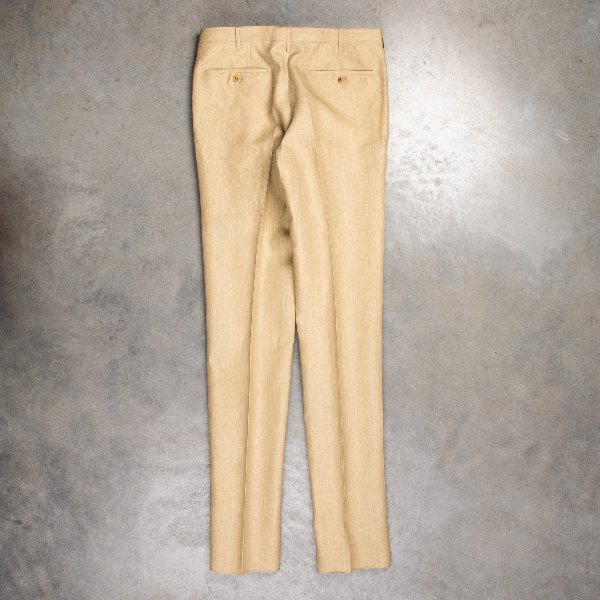 Rota Pantaloni High Rise Regular Linen Canvas Beige Biscotto