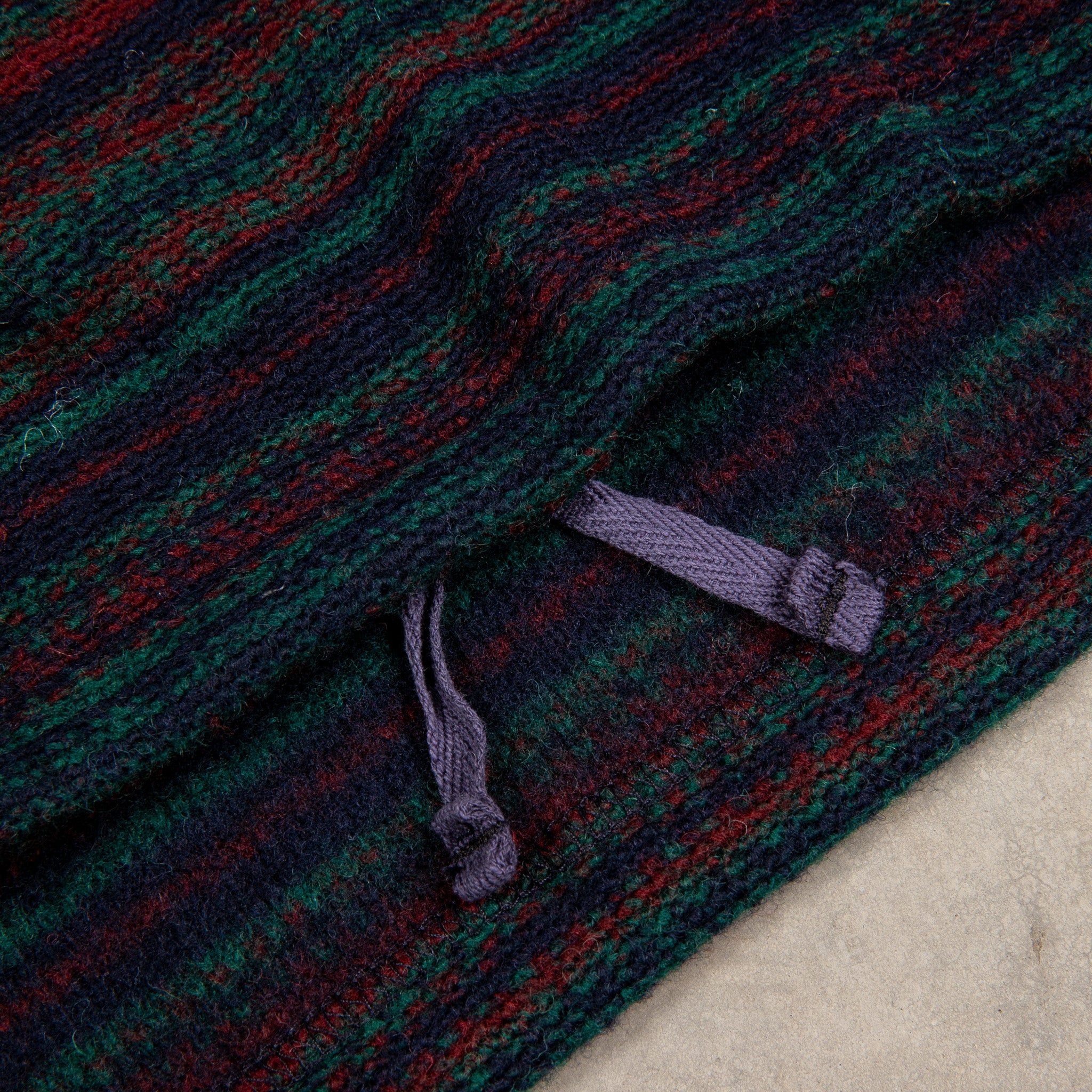 Engineered Garments Zip Mock Neck Green Fair Isle Stripe Knit