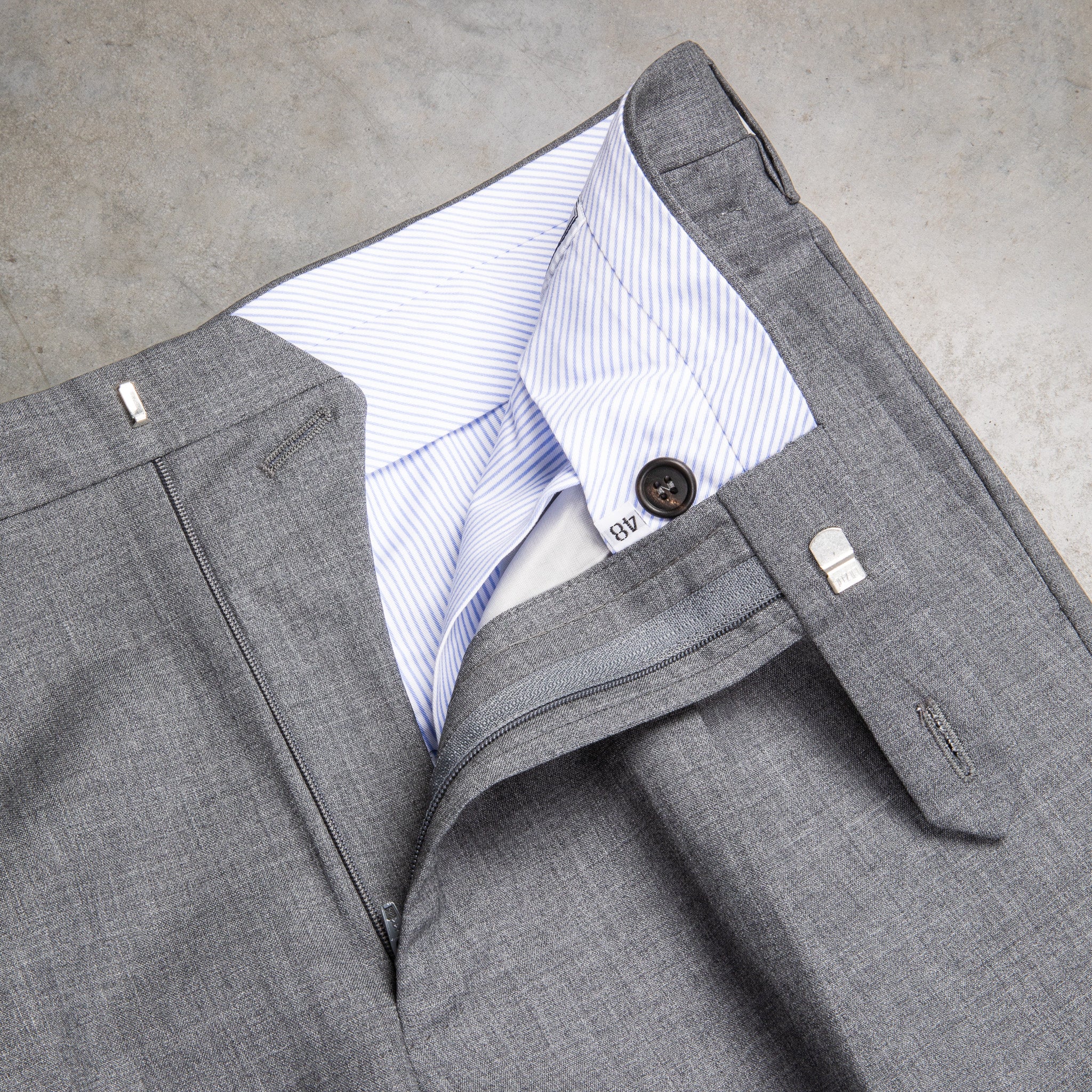 Rota Pantaloni High Rise Regular Fit 120's Hopsack Grigio Medio