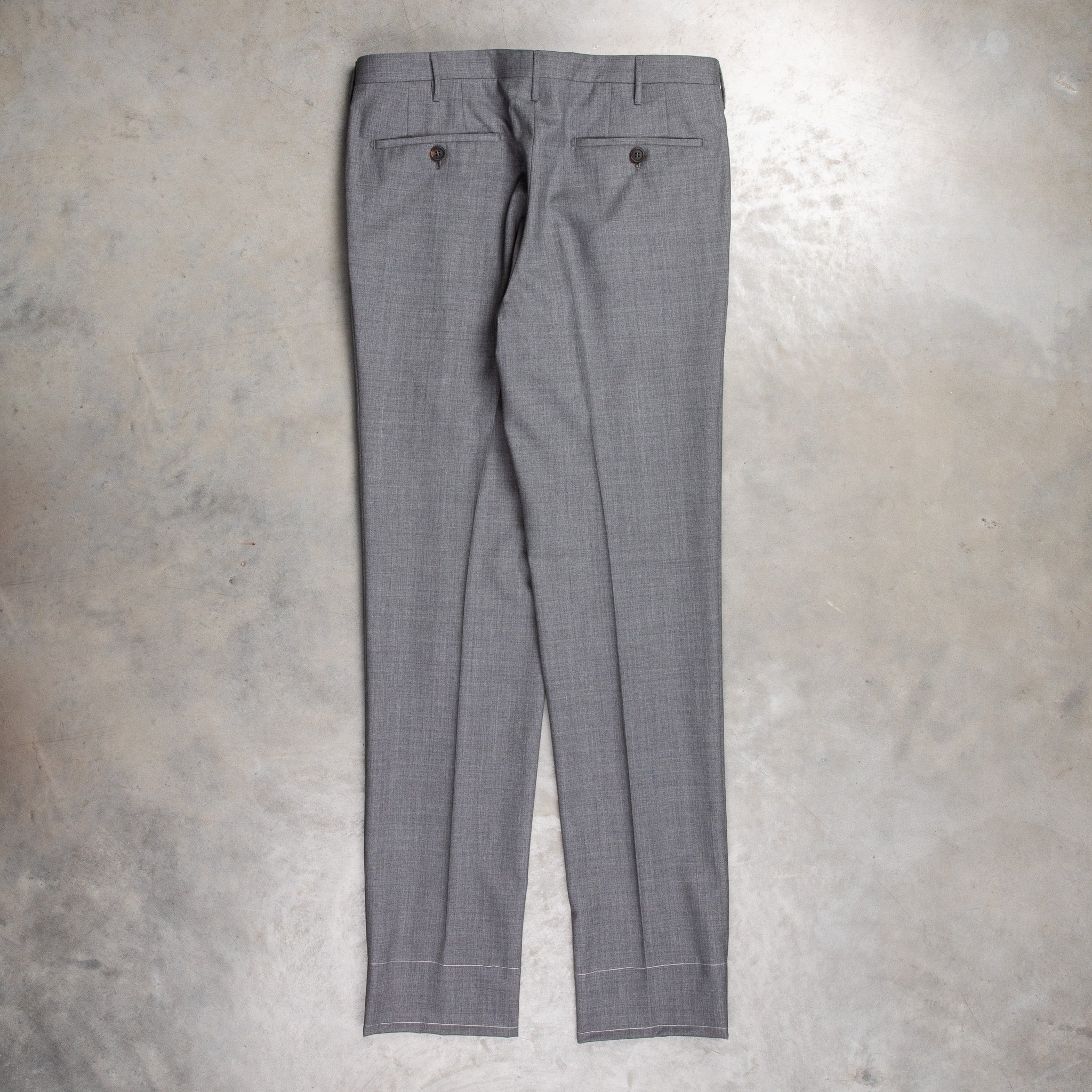 Rota Pantaloni High Rise Regular Fit 120's Hopsack Grigio Medio