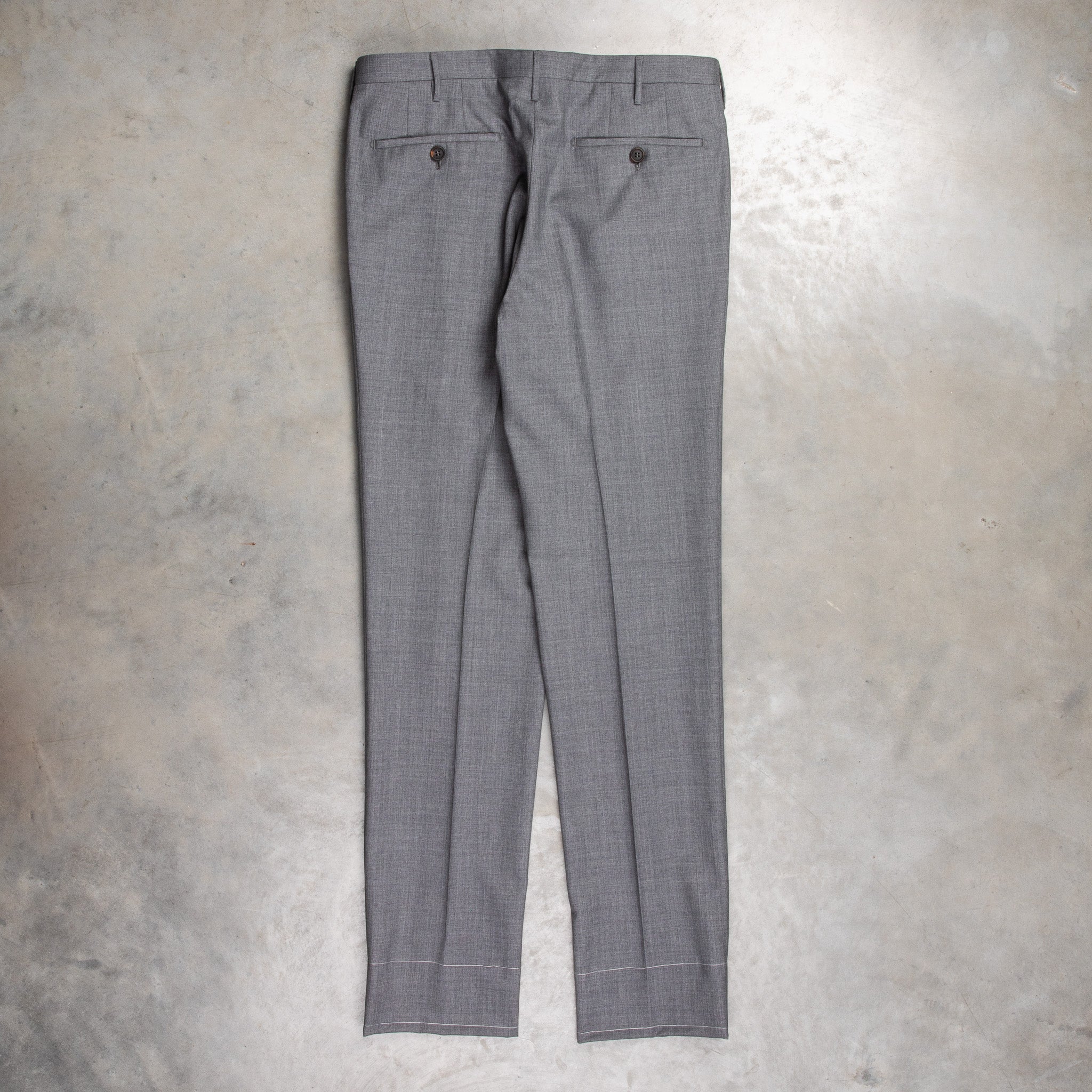 Rota Pantaloni High Rise Regular Fit 120&#39;s Hopsack Grigio Medio