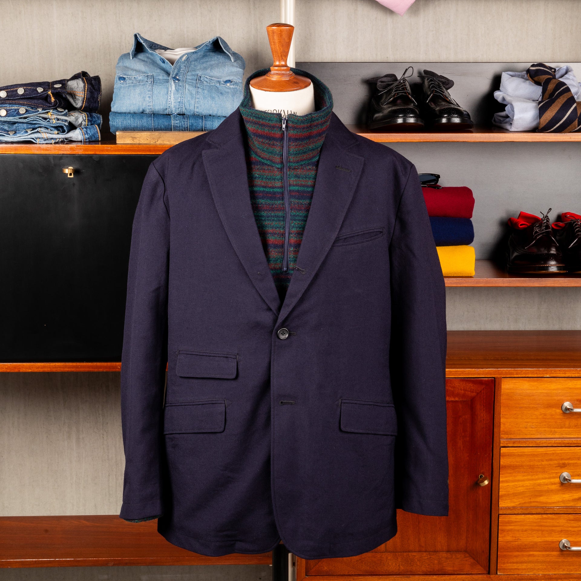 Engineered Garments Andover Jacket Dark Navy Wool Uniform Serge 