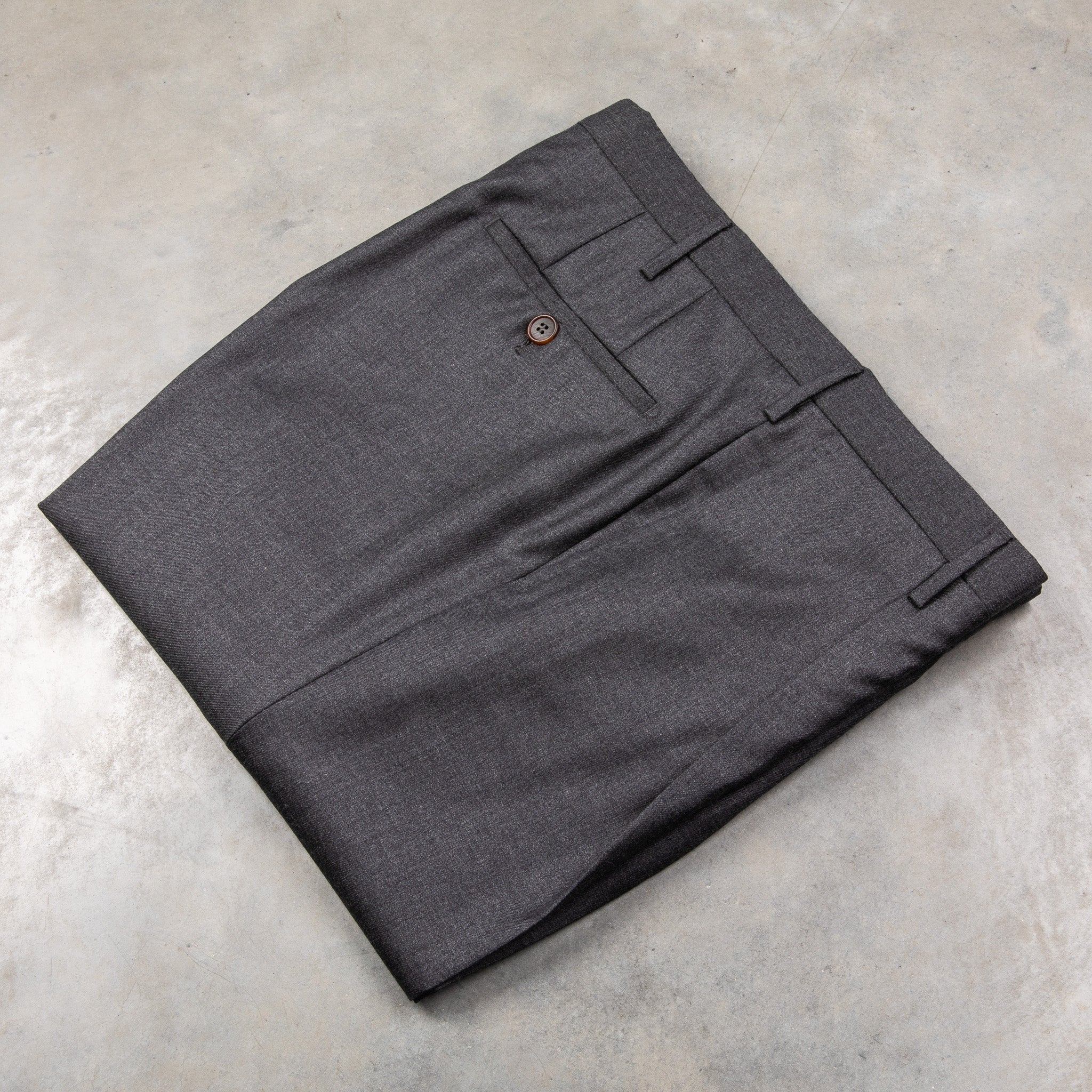 Rota Pantaloni High Rise Regular Fit Wool Gabardine Grigio Medio