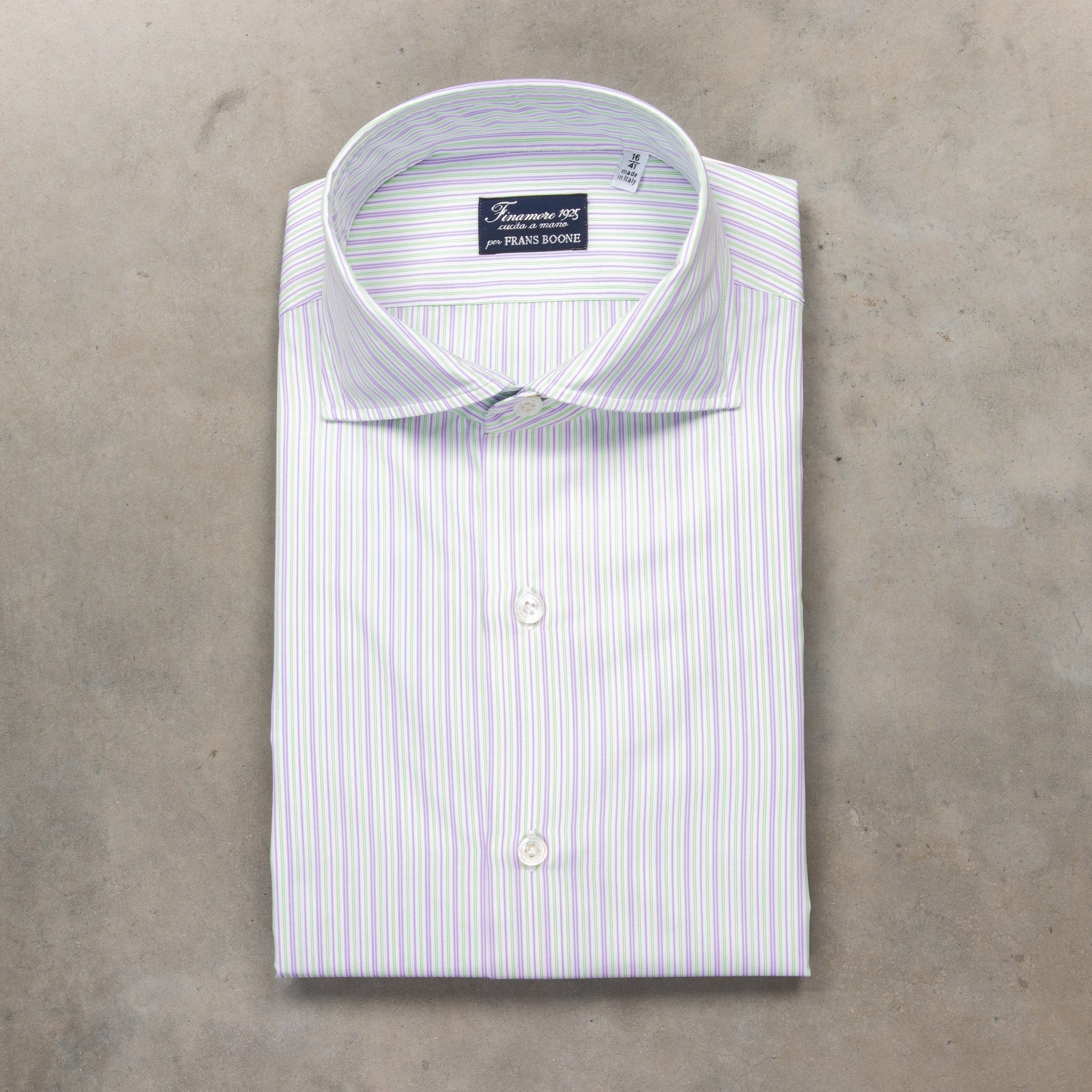 Finamore Napoli Collo Eduardo Double Stripe Green Violet