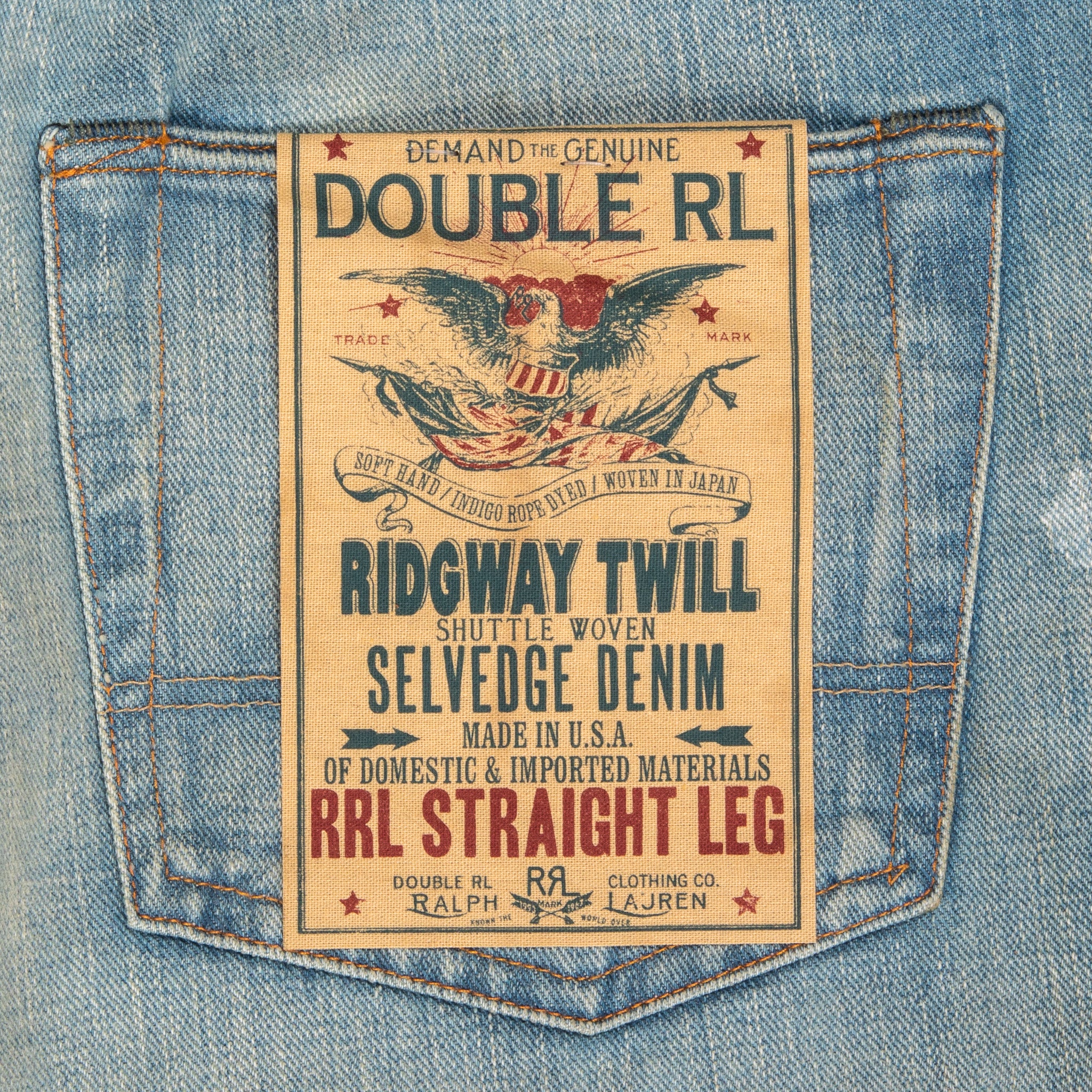 RRL Straight leg Ridgeway Twill Camden Wash