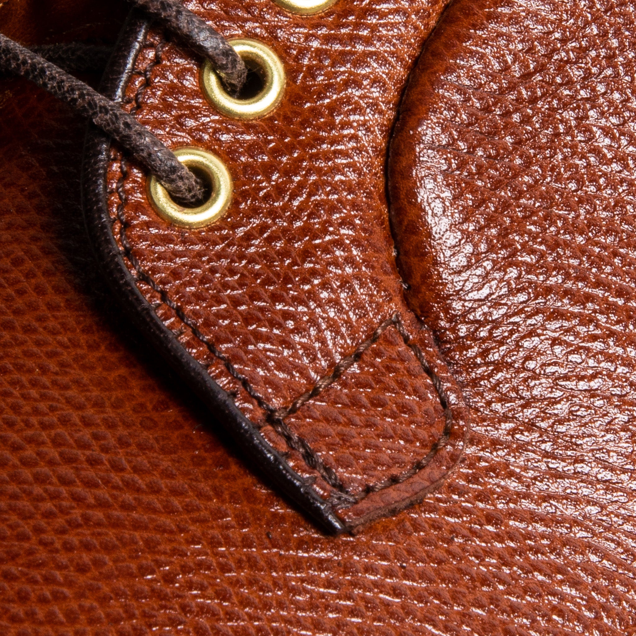 Alden plain toe blucher dark brown grained leather on crepe