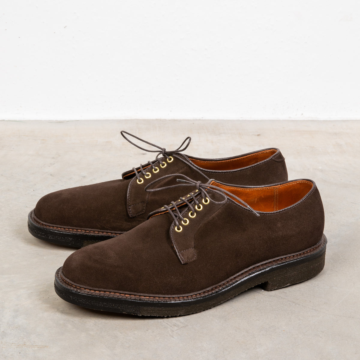 Alden x Frans Boone Dark Brown Suede Plain Toe Blucher On 