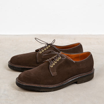 Alden x Frans Boone dark brown suede plain toe blucher on crepe