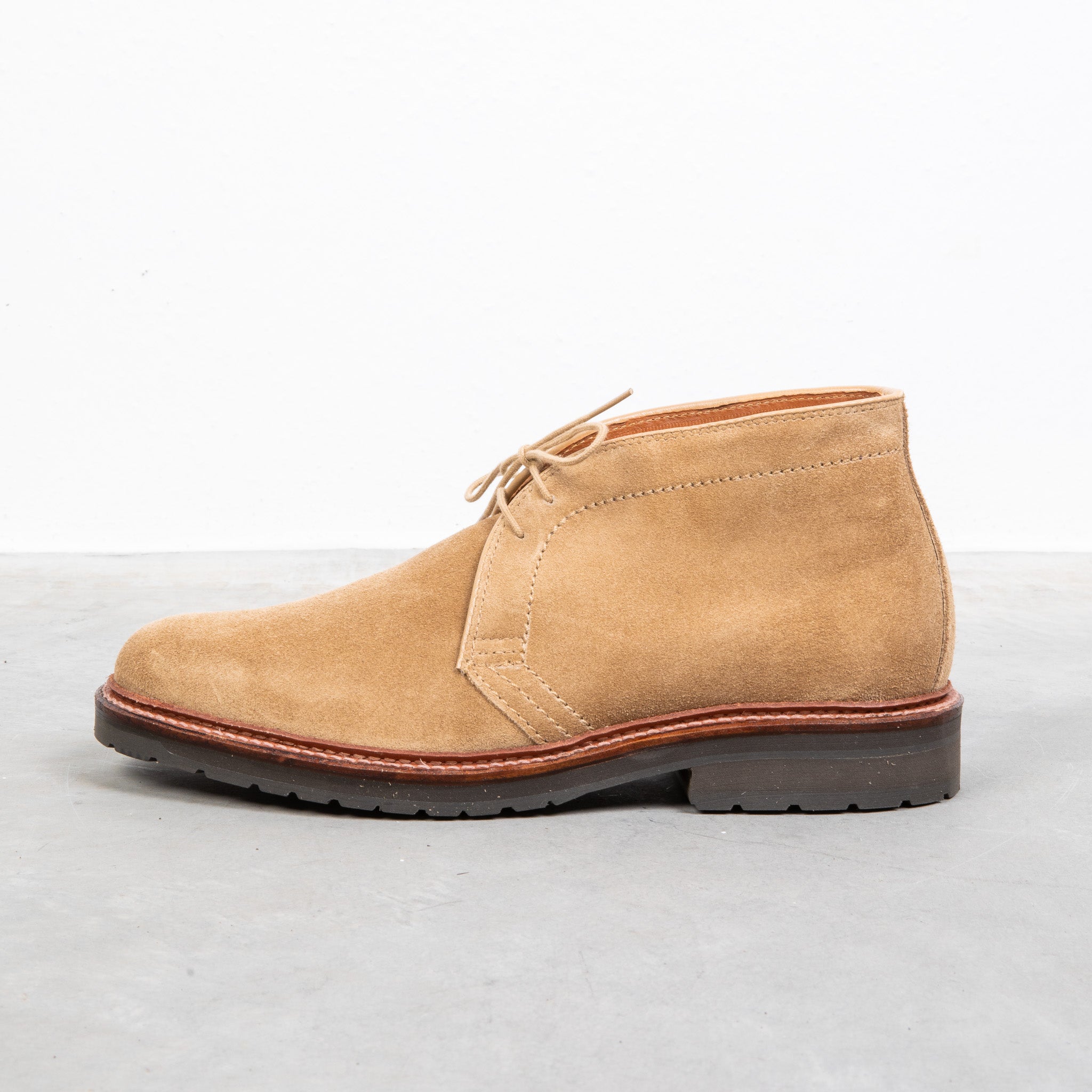 Alden x Frans Boone Tan calf Suede Chukka on Rubber sole