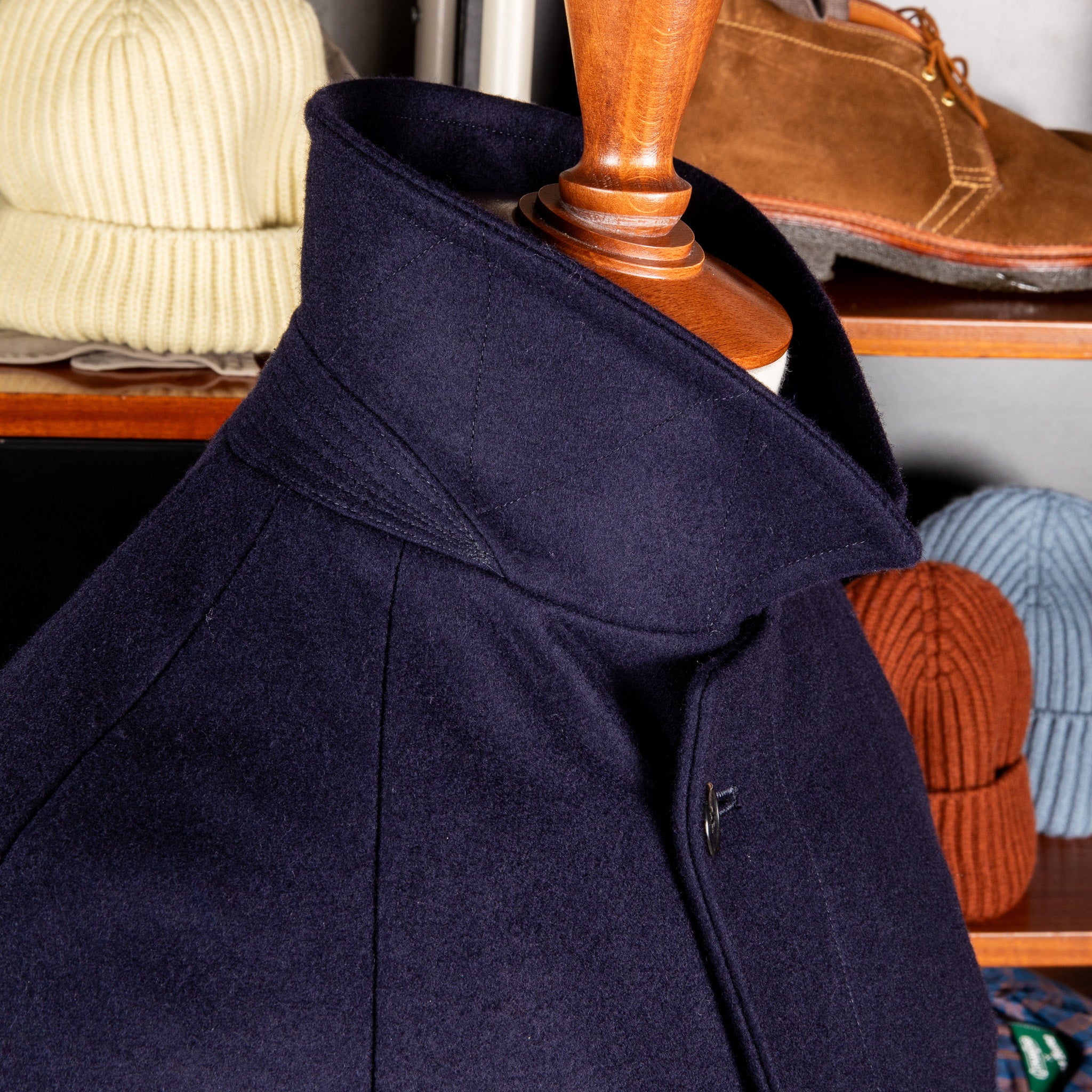 Cohérence Corb Melton Jersey Overcoat Dark Blue